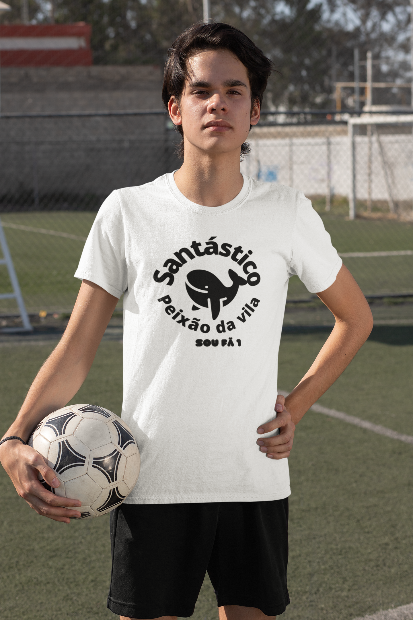 CAMISETA MASCULINA INFANTIL 10 A 14 ANOS SANTÁSTICO-SOU FÃ 1
