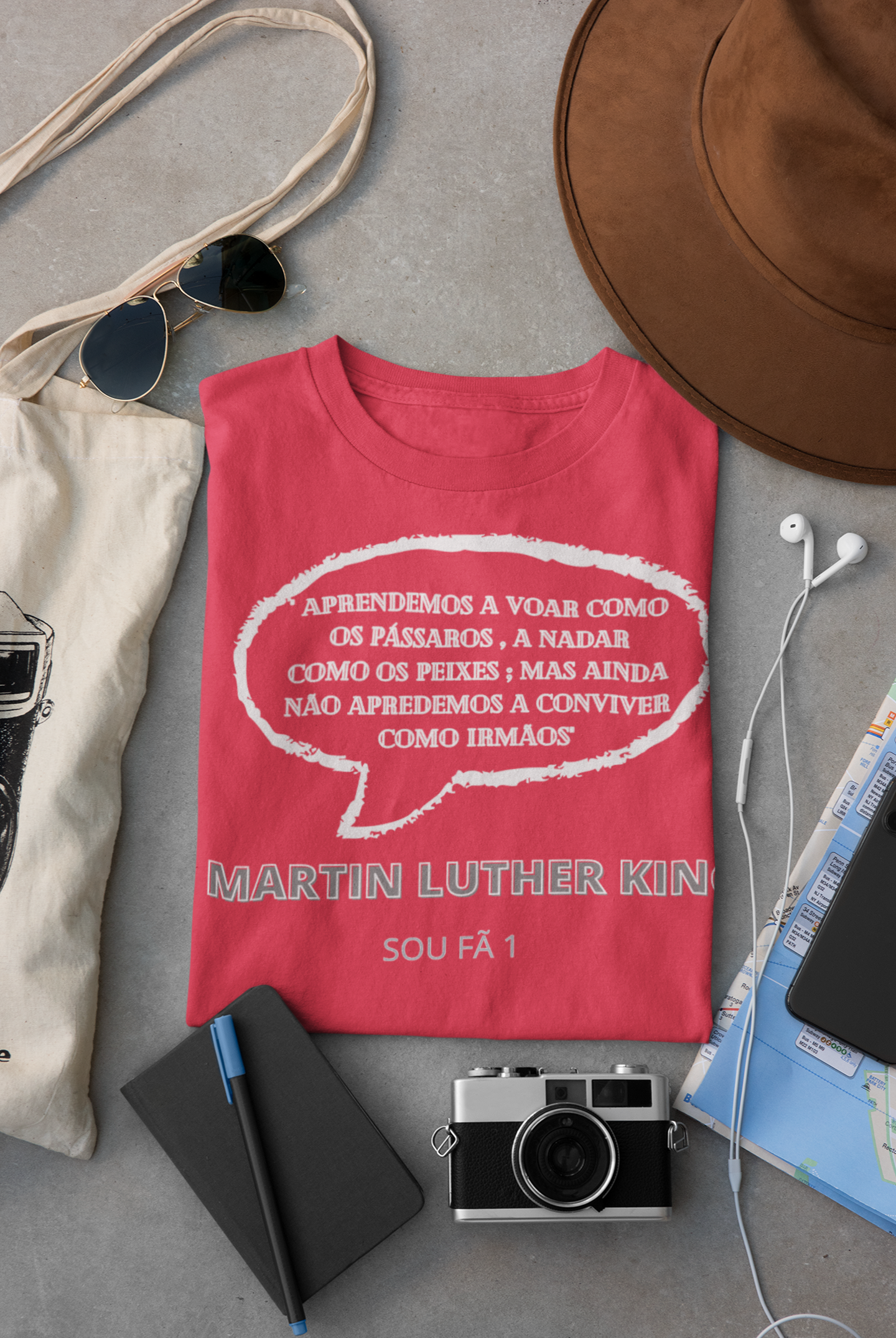 CAMISETA MASCULINA MARTIN LUTHER KING FRASES-SOU FÃ 1