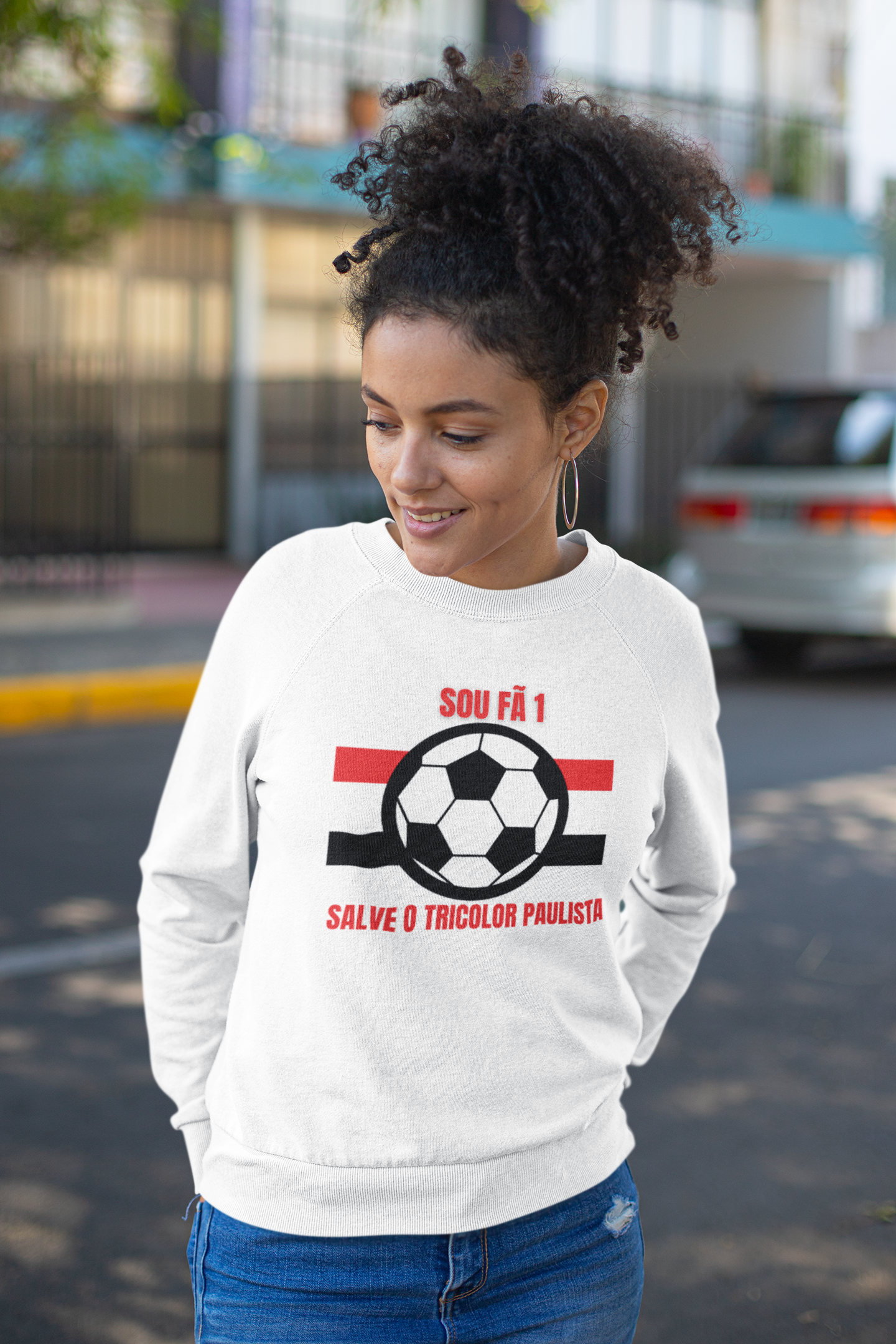 BLUSA MOLETOM FEMININO TRICOLOR PAULISTA -SOU FÃ 1