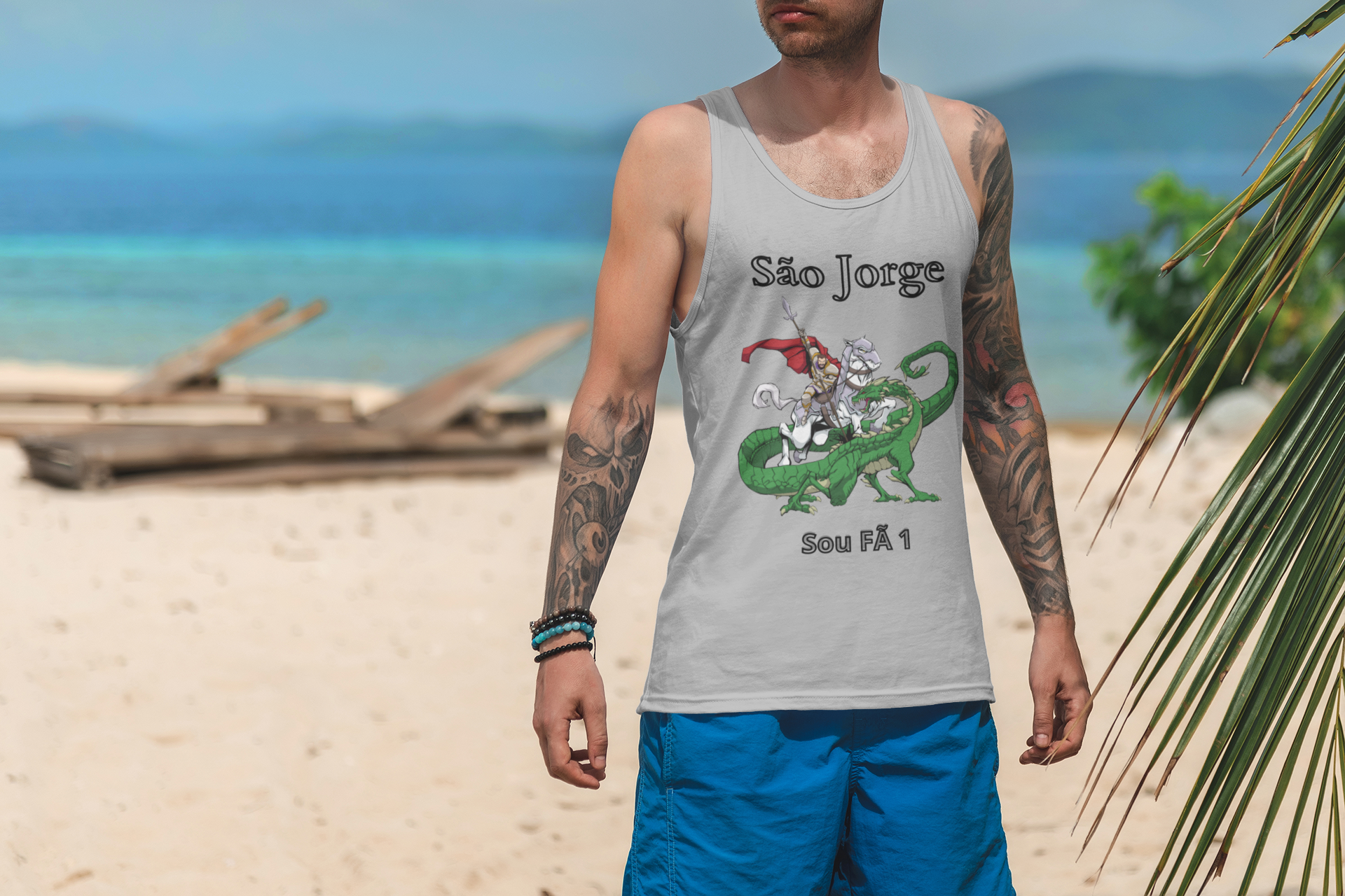 CAMISETA  REGATA MASCULINA  SÃO JORGE -SOU FÃ 1