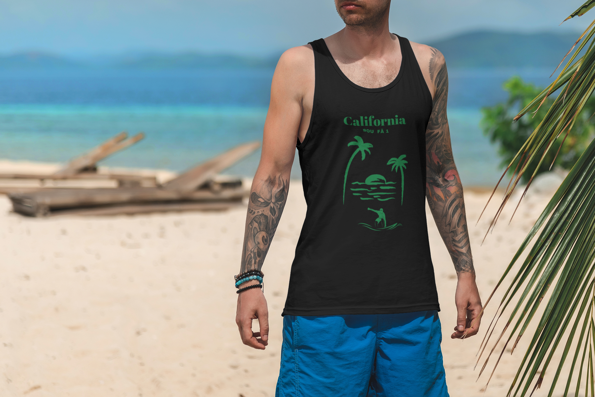 CAMISETA MASCULINA REGATA CALIFORNIA SURF-SOU FÃ 1
