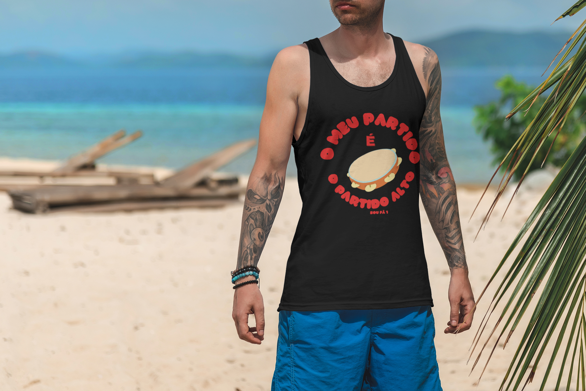 CAMISETA MUSCULINA REGATA O MEU PARTIDO -SOU FÃ 1