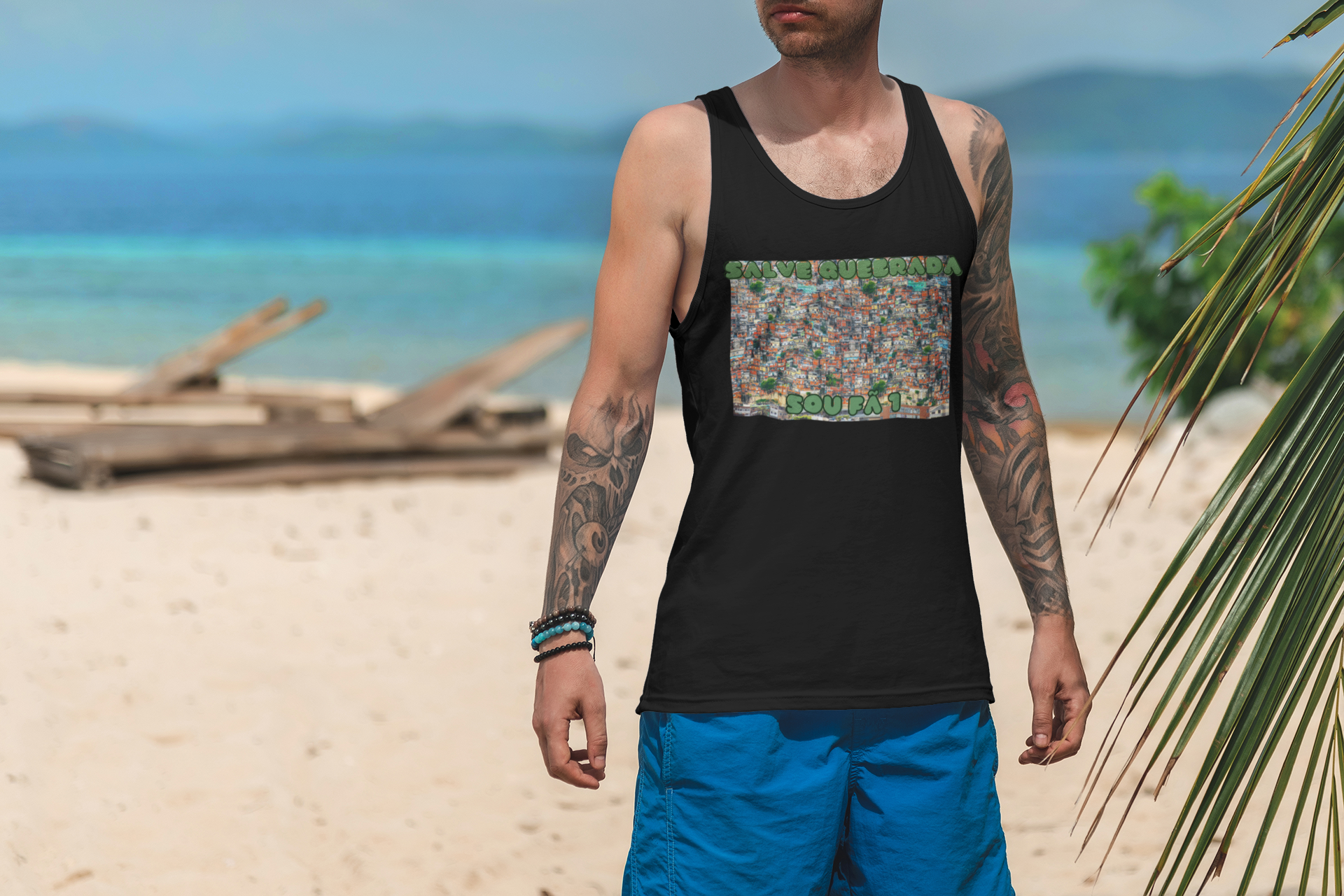 CAMISETA MASCULINA  REGATA SALVE QUEBRADA-SOU FÃ 1