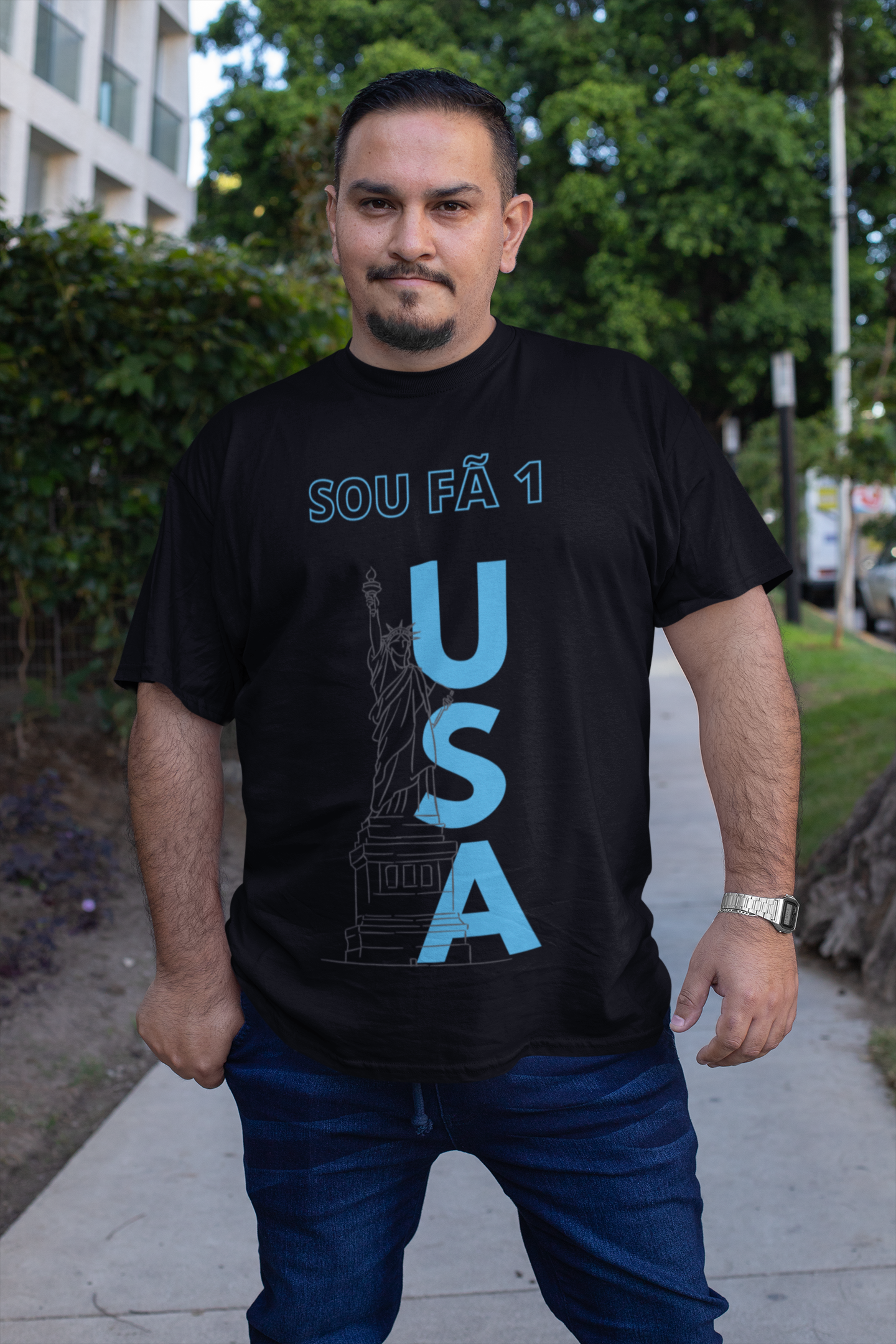CAMISETA MASCULINA USA PLUS SIZE -SOU FÃ 1