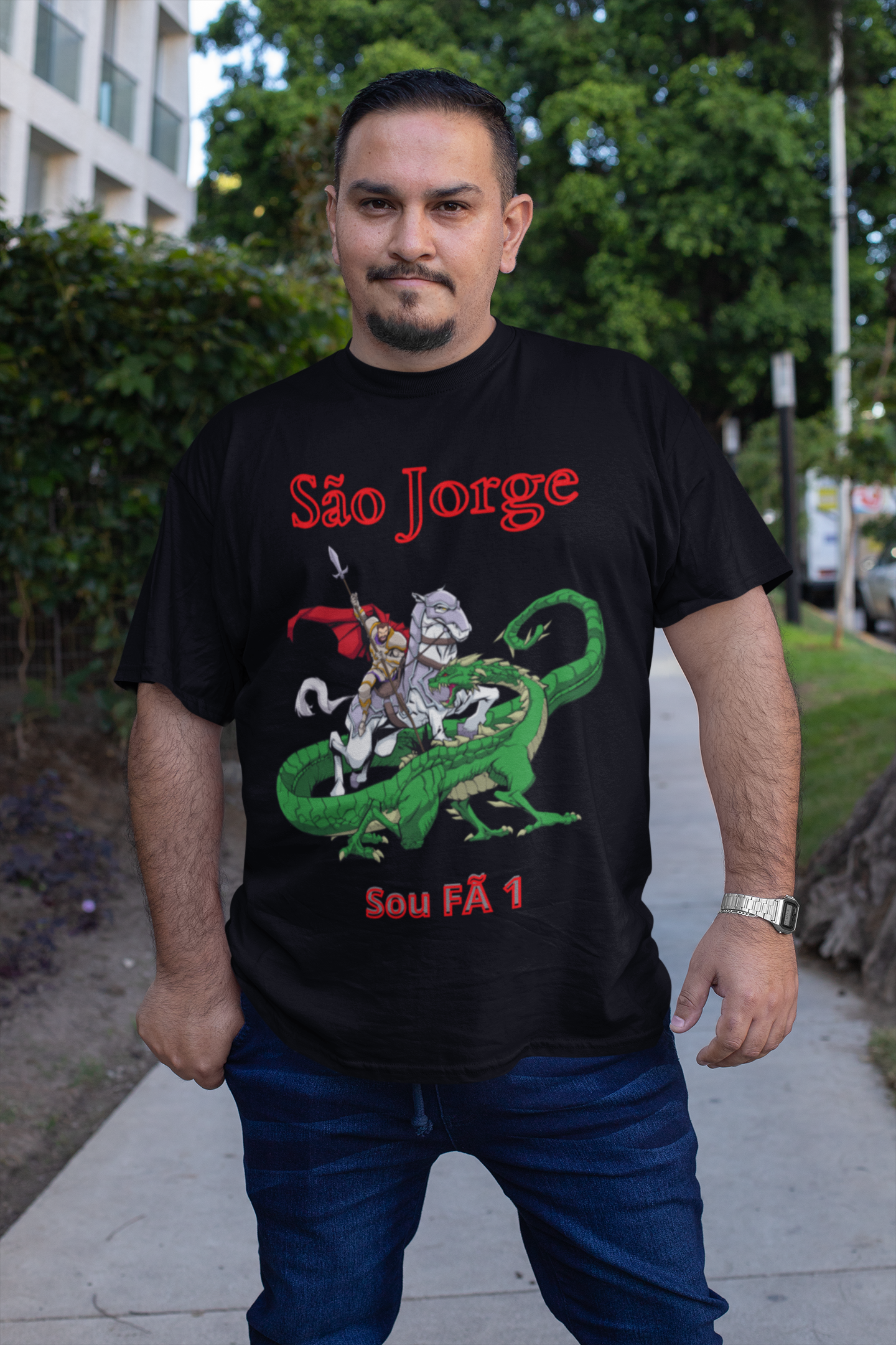CAMISETA MASCULINA  SÃO JORGE PLUS SIZE-SOU FÃ 1