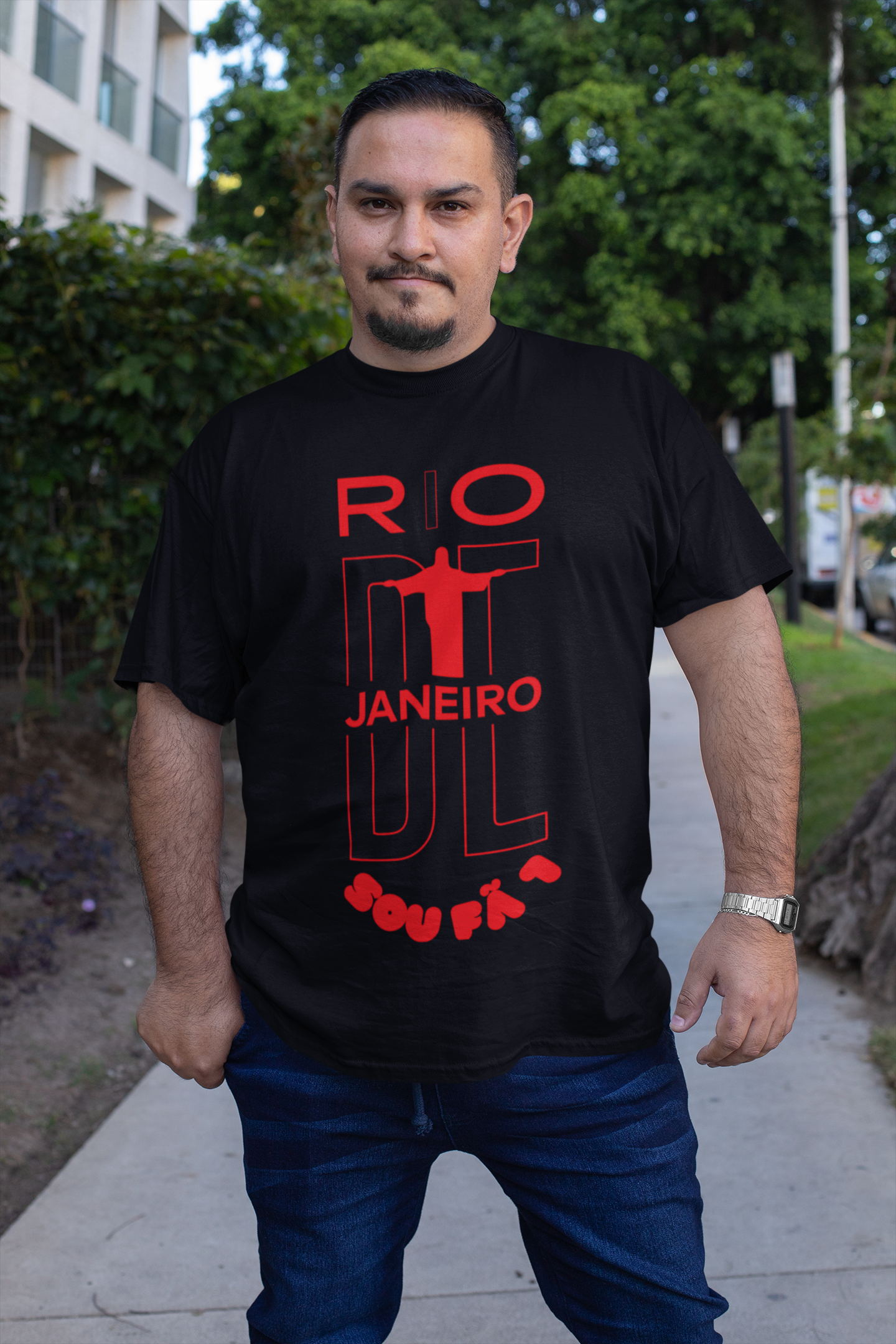 CAMISETA MASCULINA RIO DE JANEIRO PLUS SIZE -SOU FÃ 1