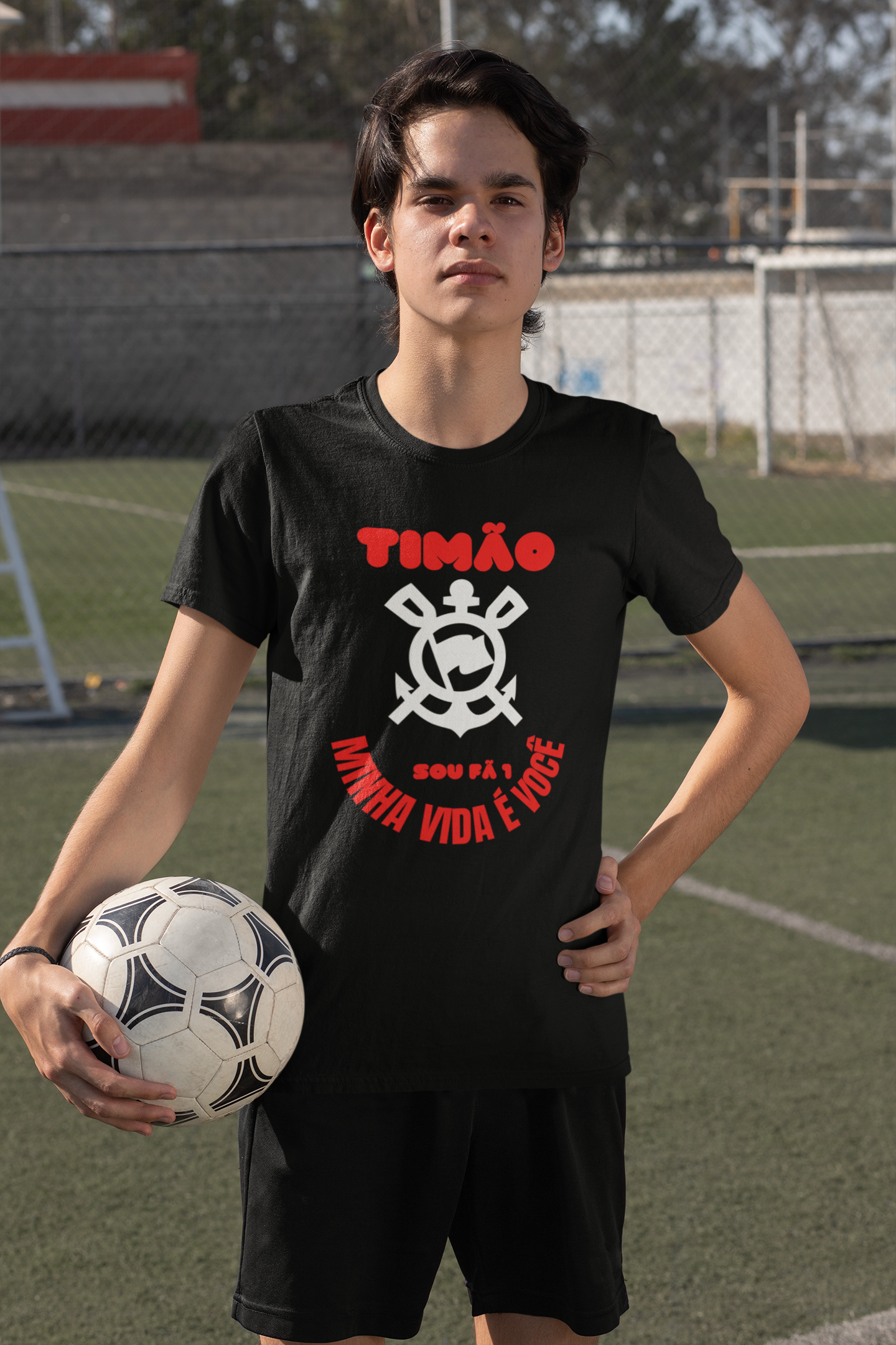 CAMISETA MASCULINA INFANTIL 10 A 14 ANOS TIMÃO-SOU FÃ 1