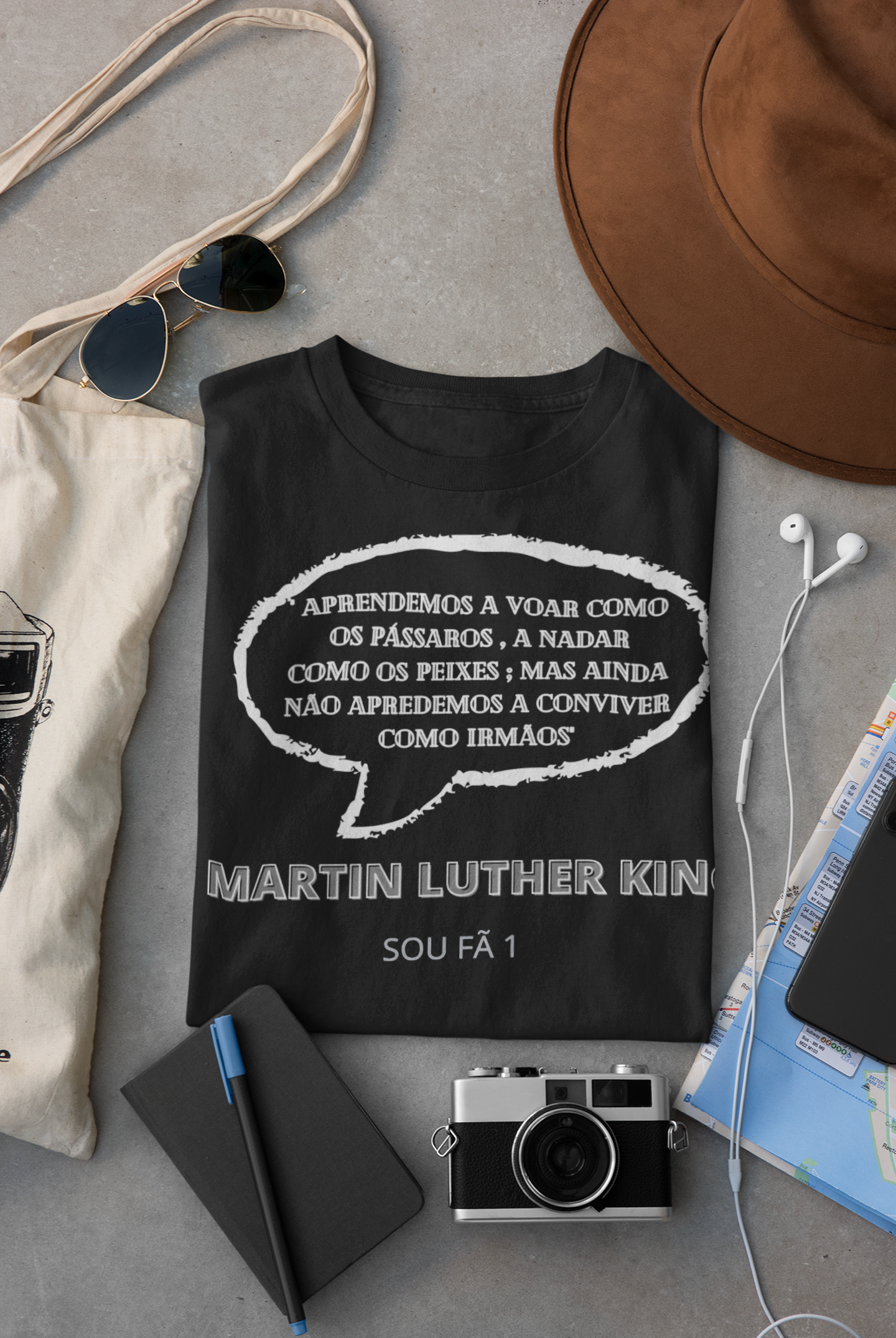CAMISETA MASCULINA MARTIN LUTHER KING FRASES-SOU FÃ 1