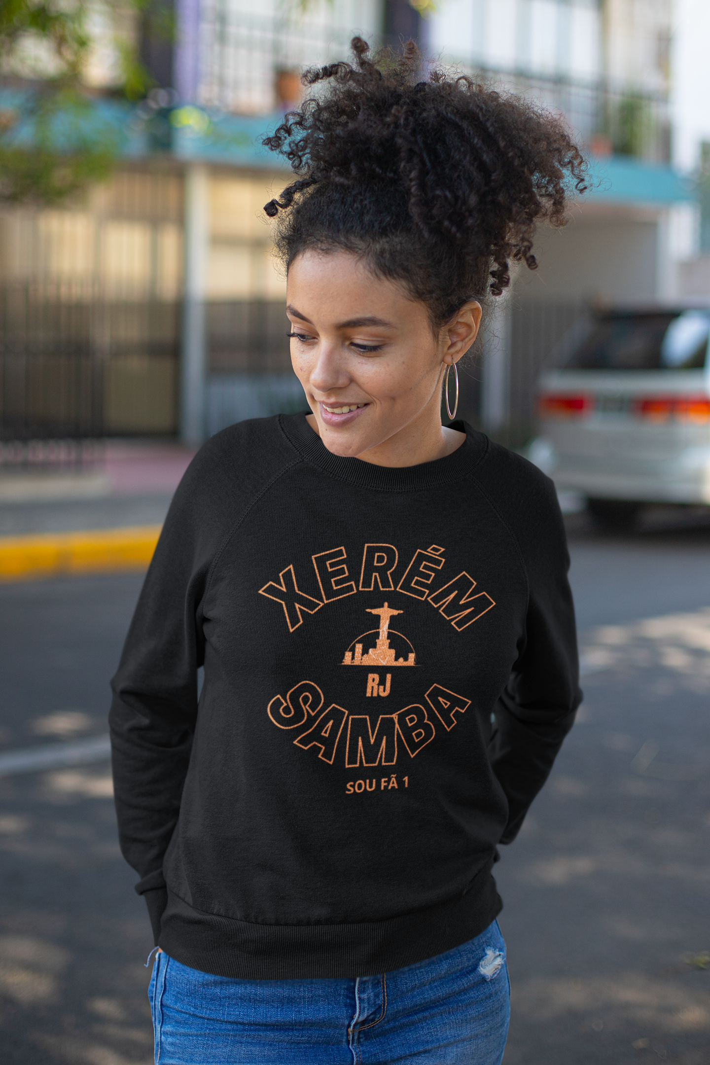 BLUSA MOLETOM  FEMININO XERÉM LARANJA-SOU FÃ 1