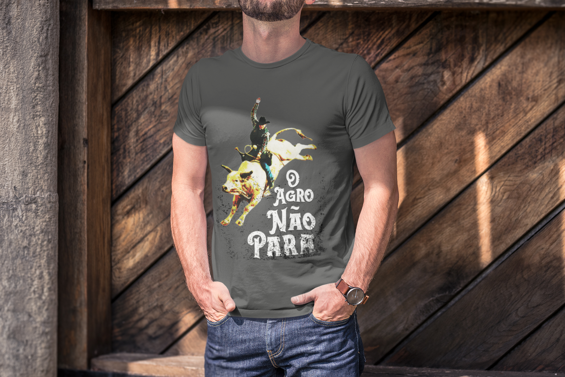 Nome do produto  Camiseta Estonada O Agro Não Para - Homem