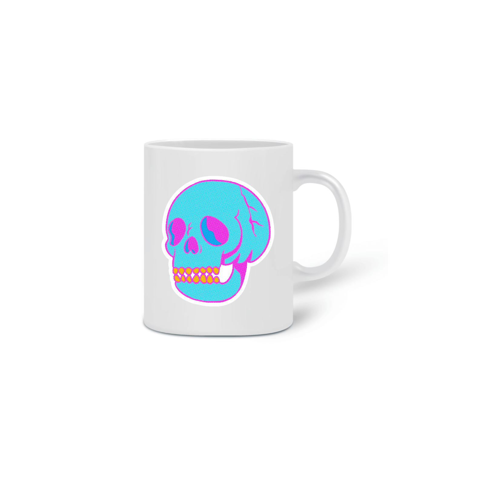 Nome do produto: Caneca Caveira Azul e Rosa