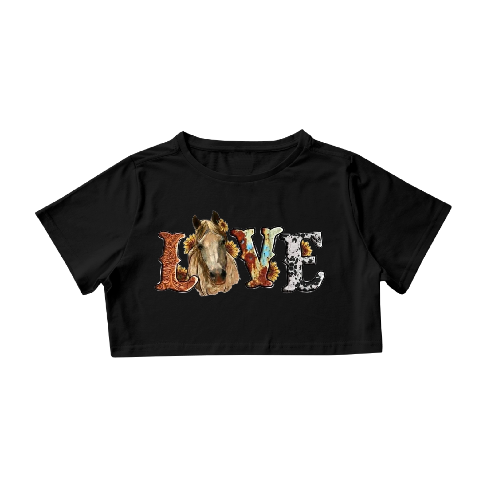 Nome do produto  Camisa Cropped Love