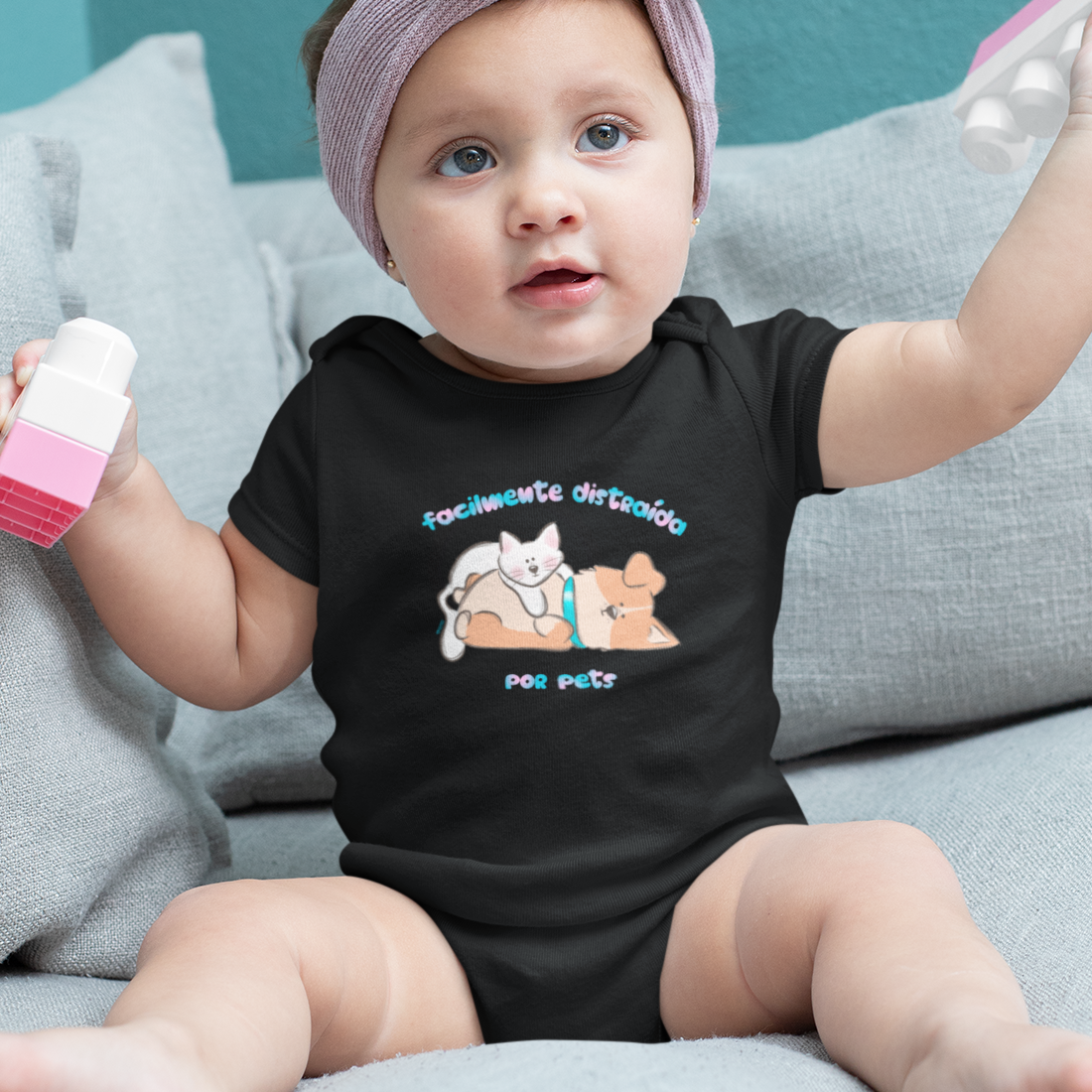 Body Bebê Feminino Facilmente Distraída por Pets