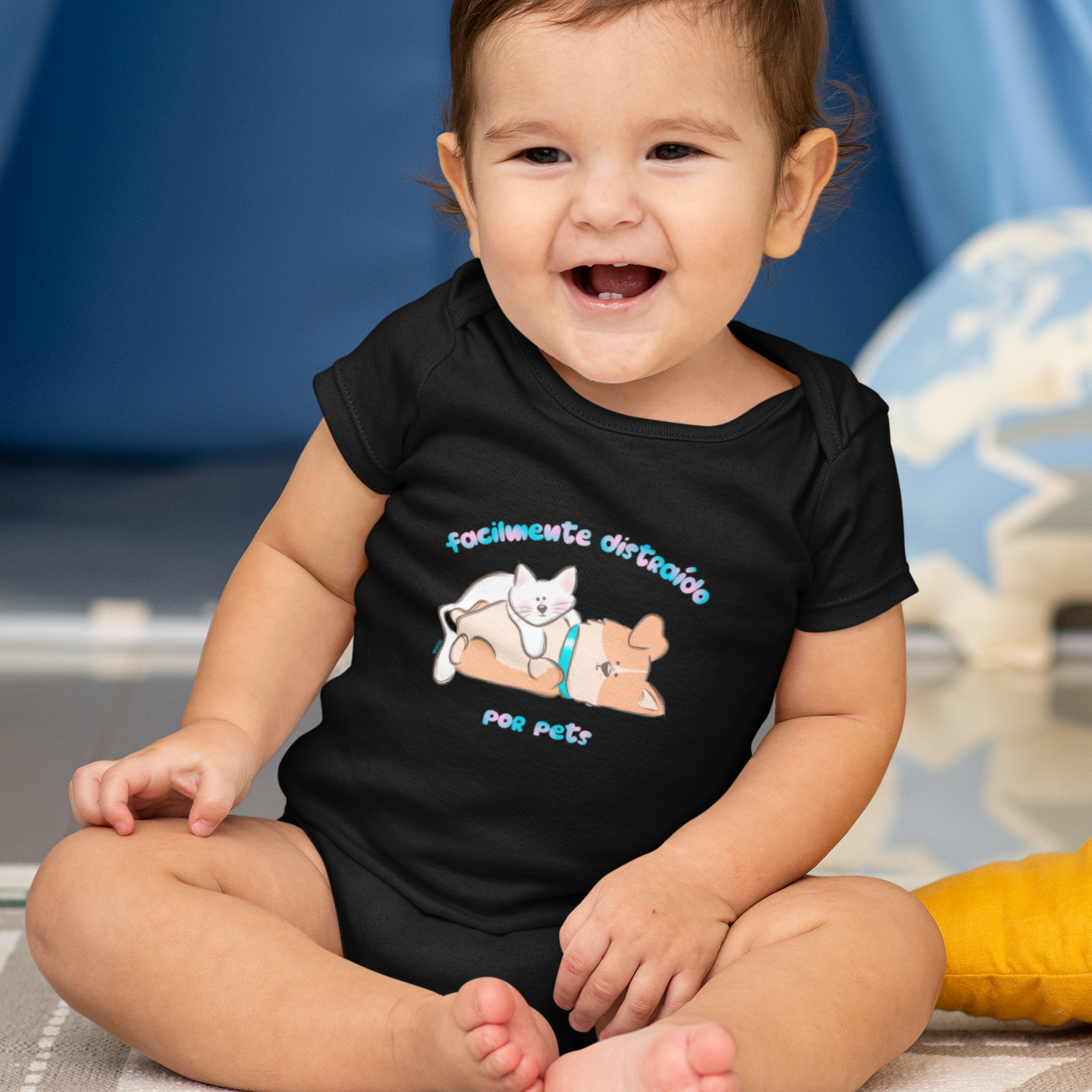 Body Bebê Masculino Facilmente Distraído por Pets