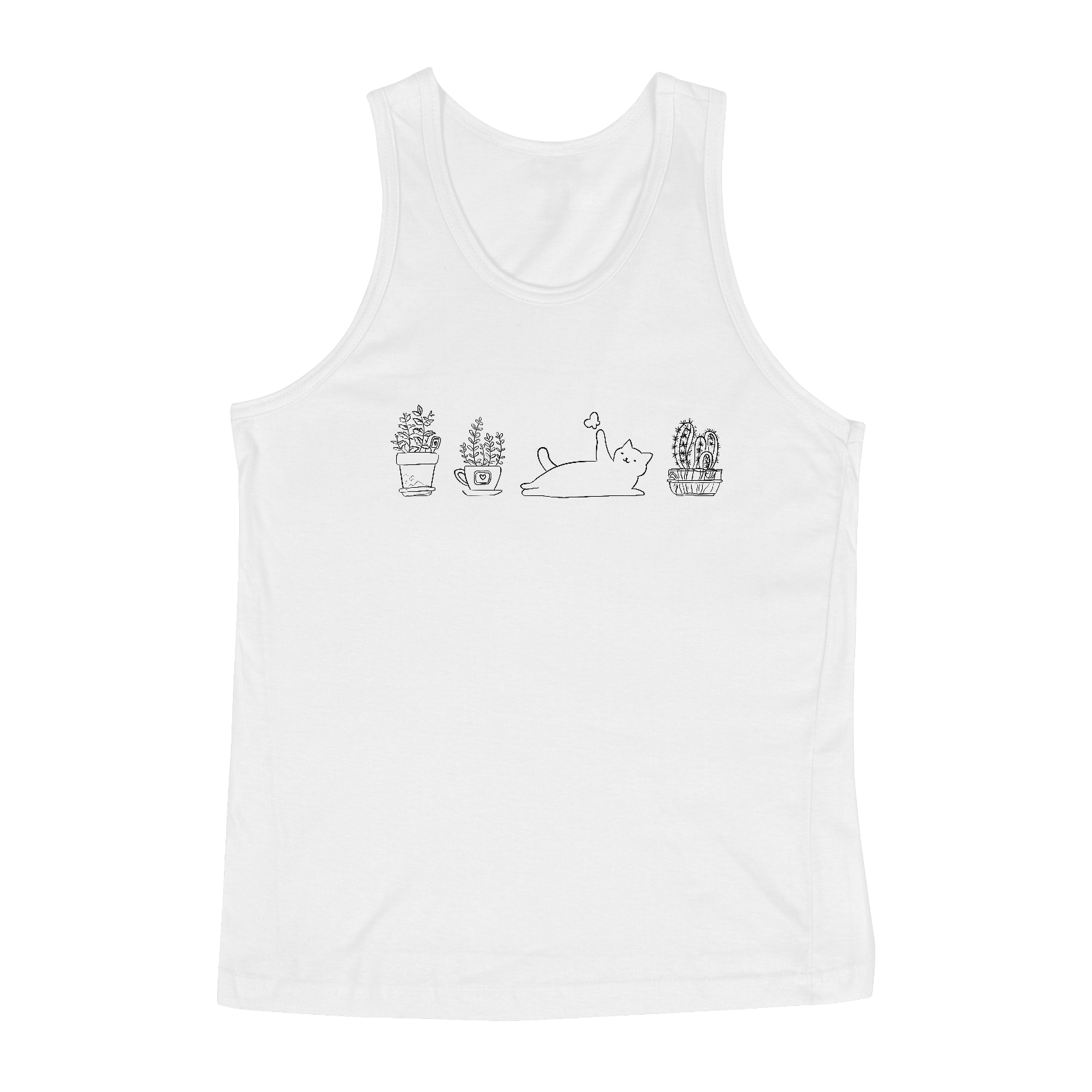 Nome do produto  Regata Masculina Gatos e Plantas Branca