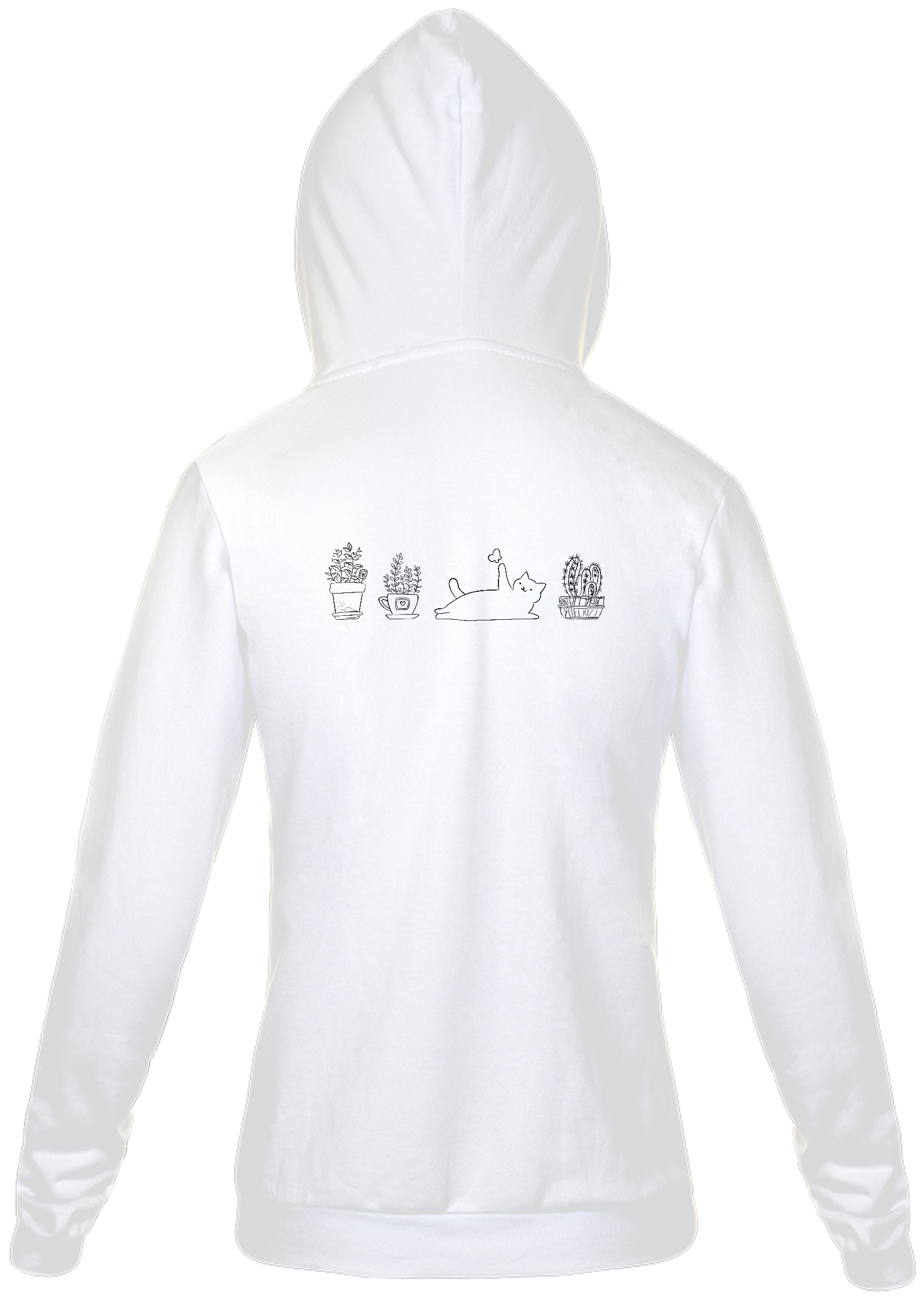 Nome do produto  Moletom com Zíper Gatos e Plantas Branco