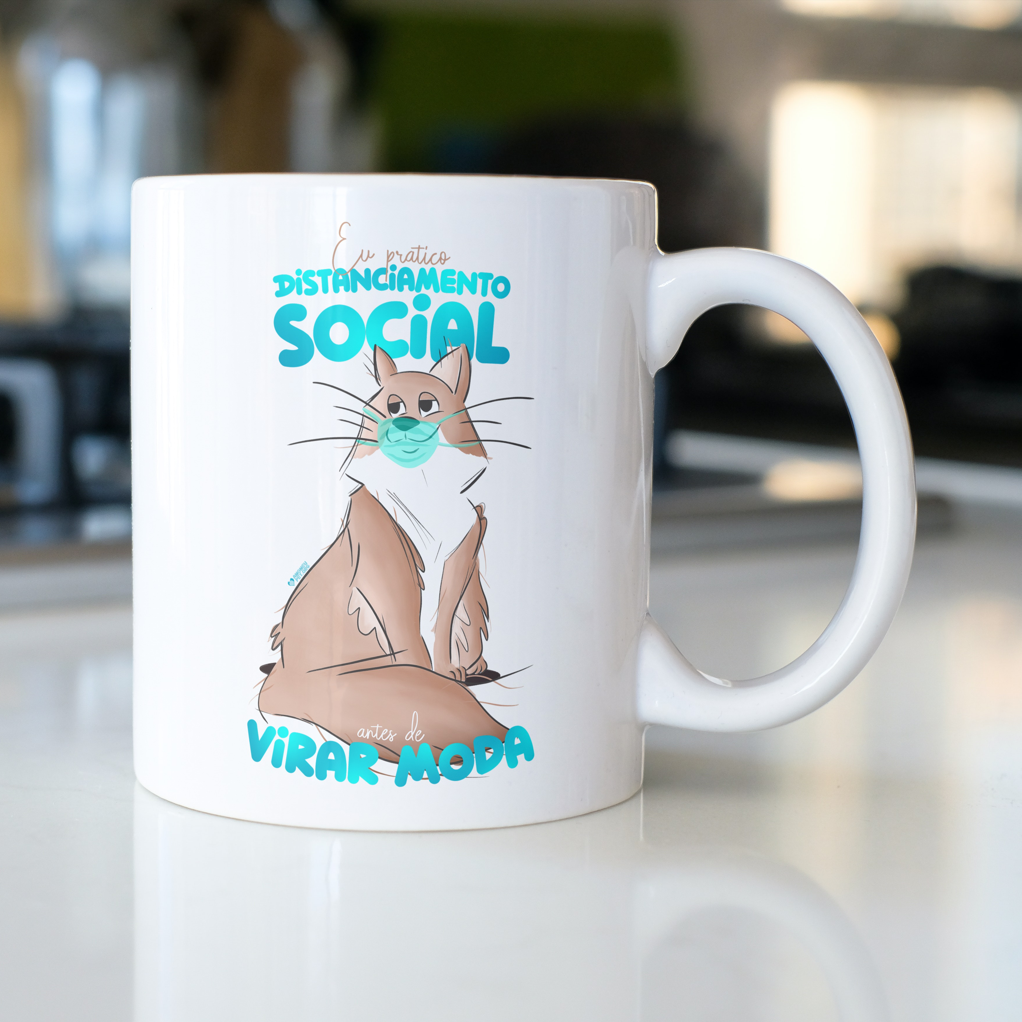 Caneca Gato Distanciamento Social