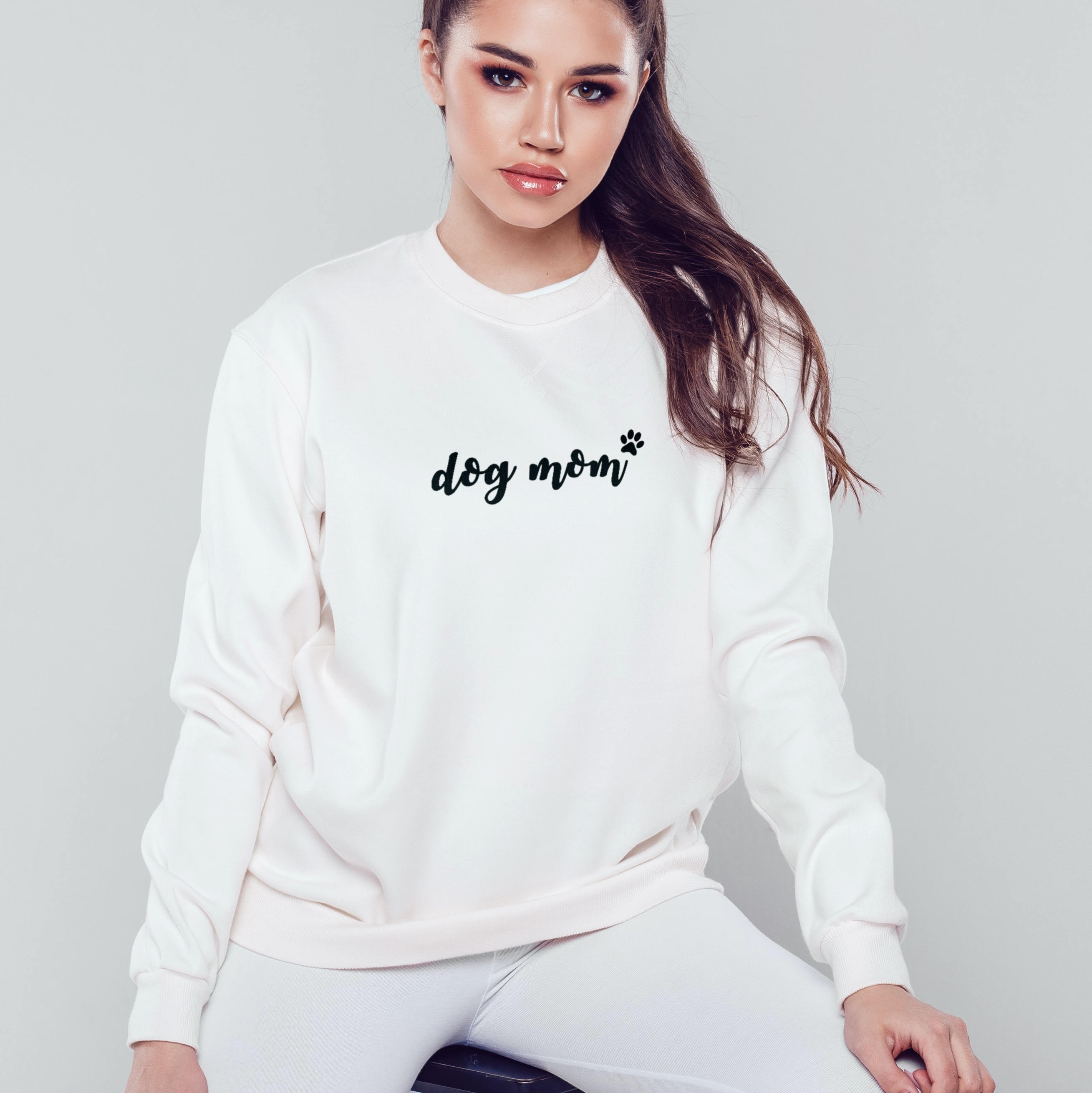 Nome do produto  Moletom Feminino Dog Mom - Branco