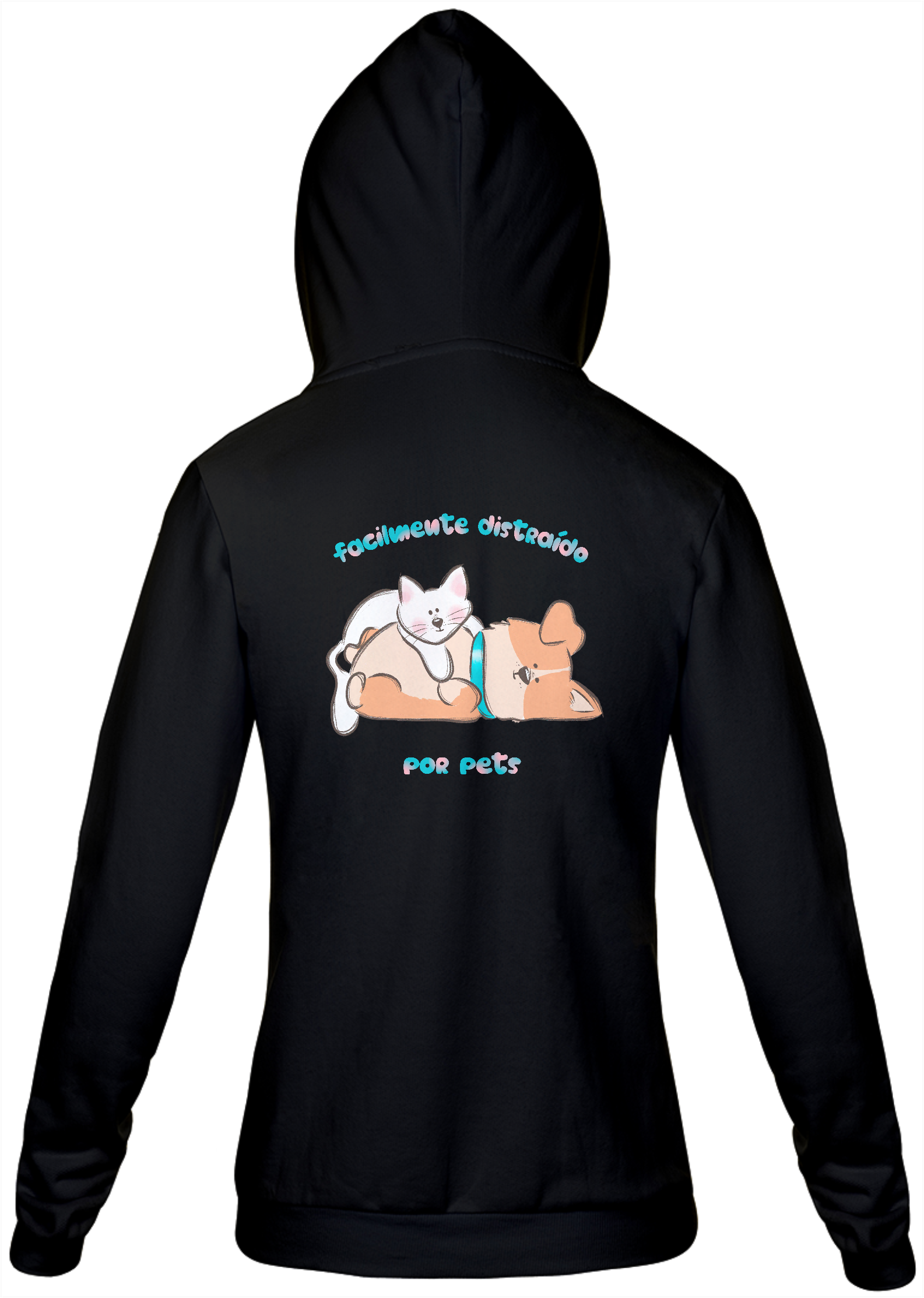 Moletom com Zíper Masculino Facilmente Distraído por Pets