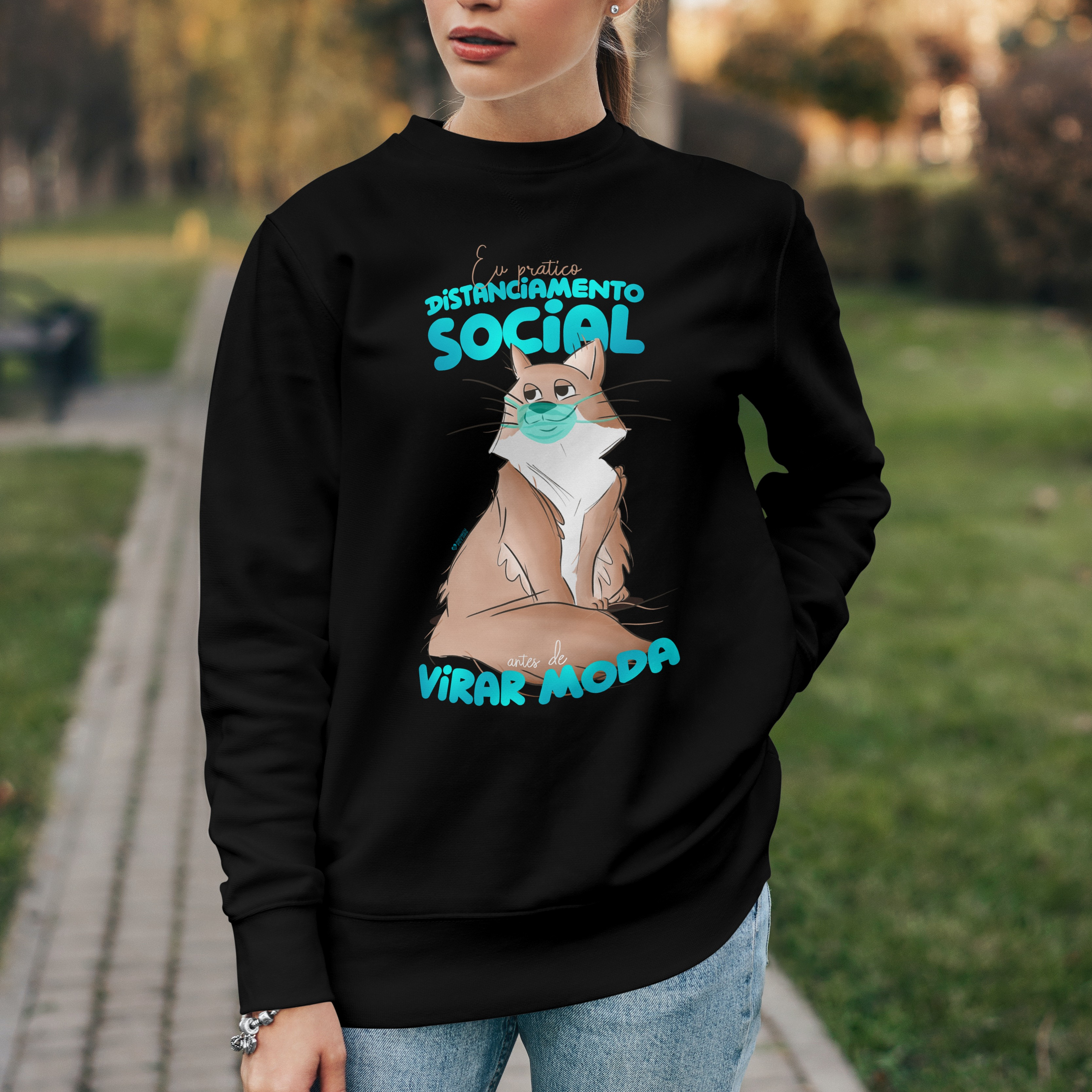 Nome do produto  Moletom Fechado Unissex Gato Distanciamento Social