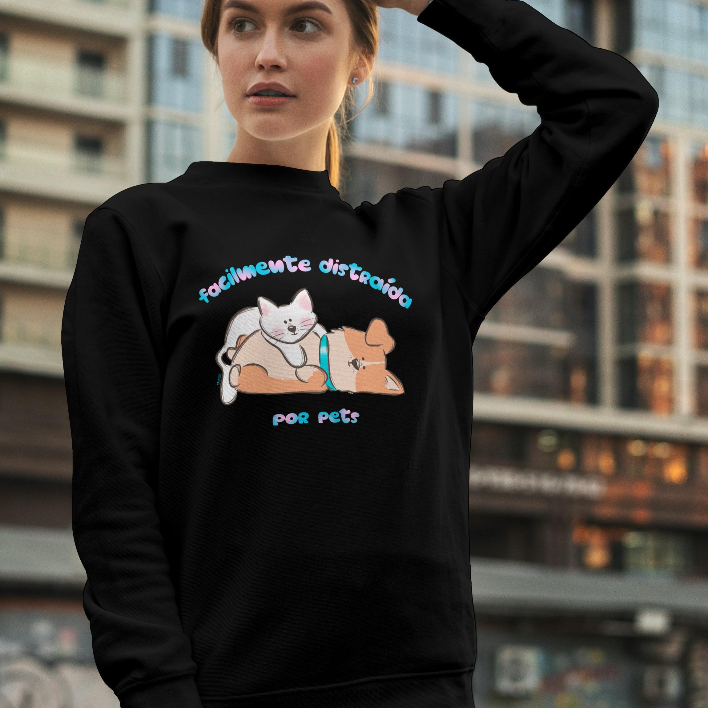 Nome do produto  Moletom Fechado Feminino Facilmente Distraída por Pets