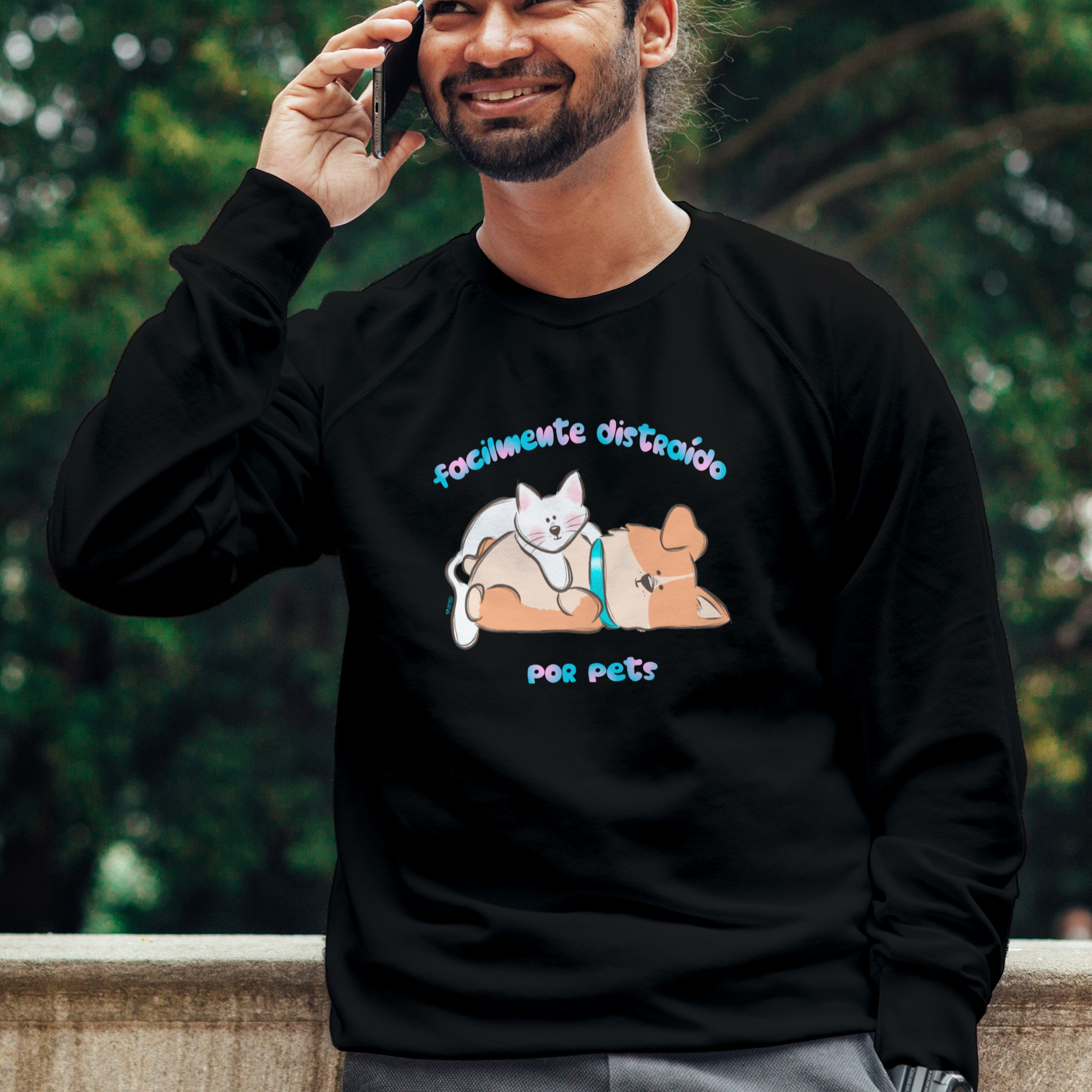 Moletom Fechado Masculino Facilmente Distraído por Pets