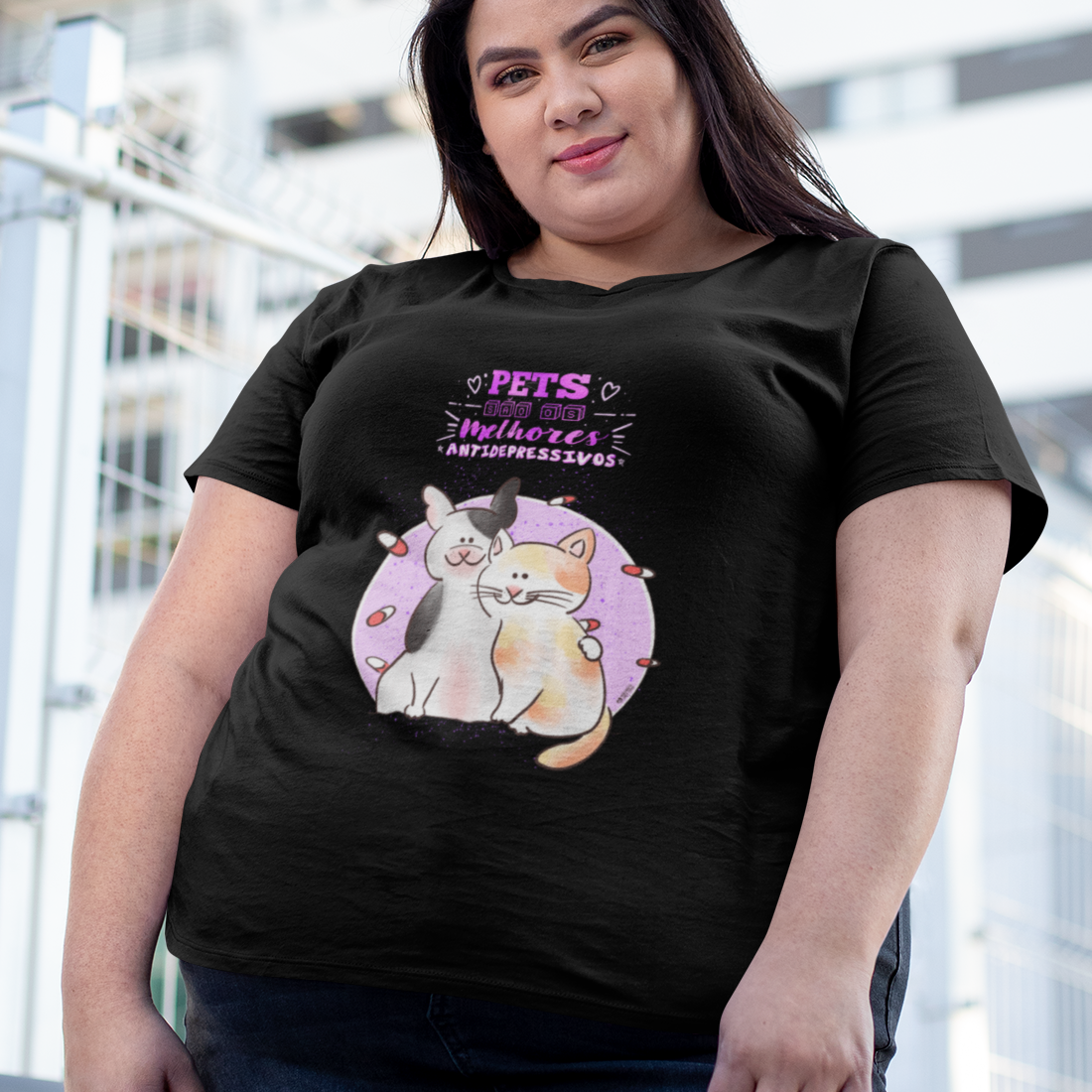 Camiseta Plus Size Pets São os Melhores Antidepressivos