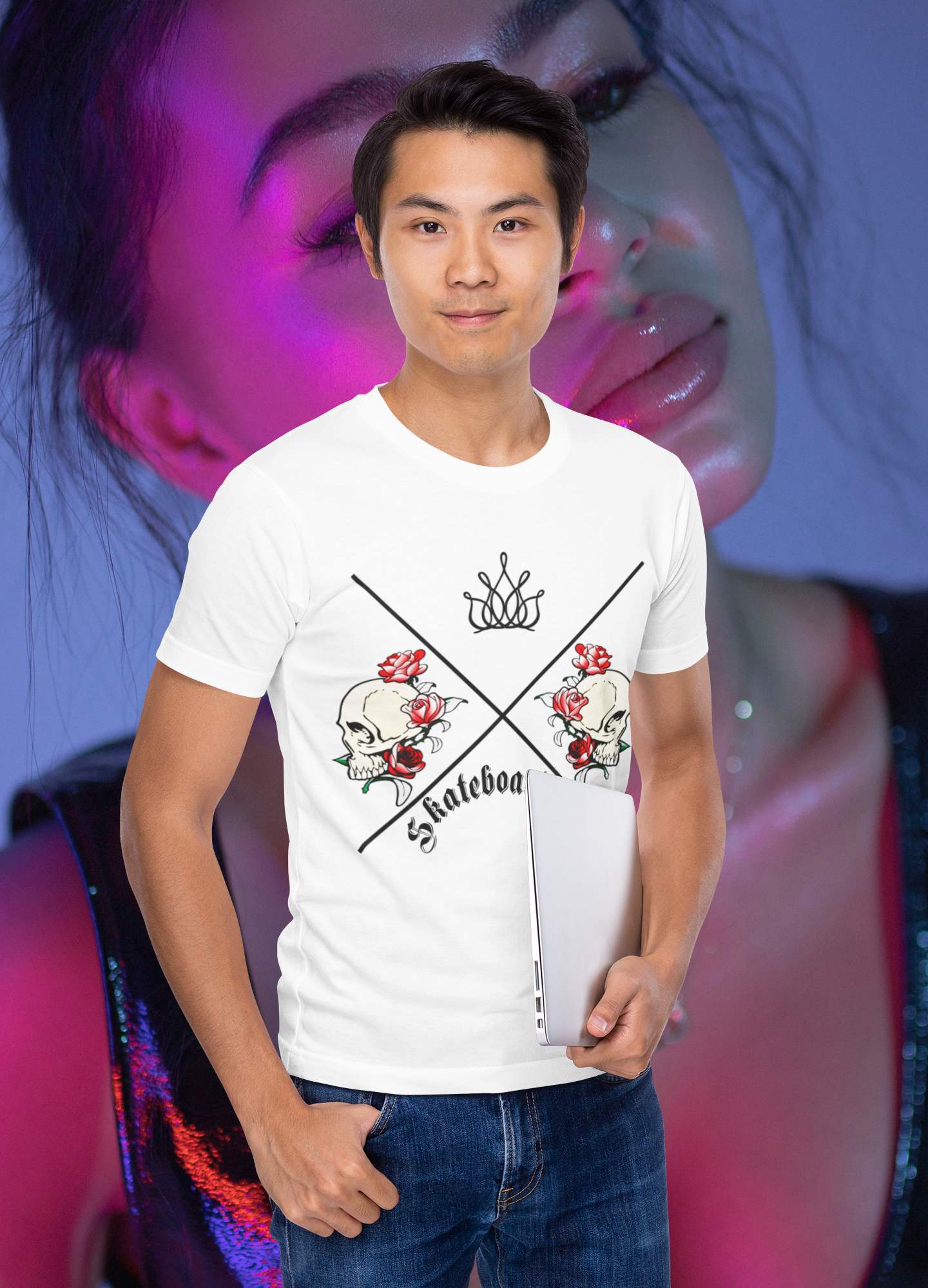 Camiseta Skateboarding Caveiras & Rosas