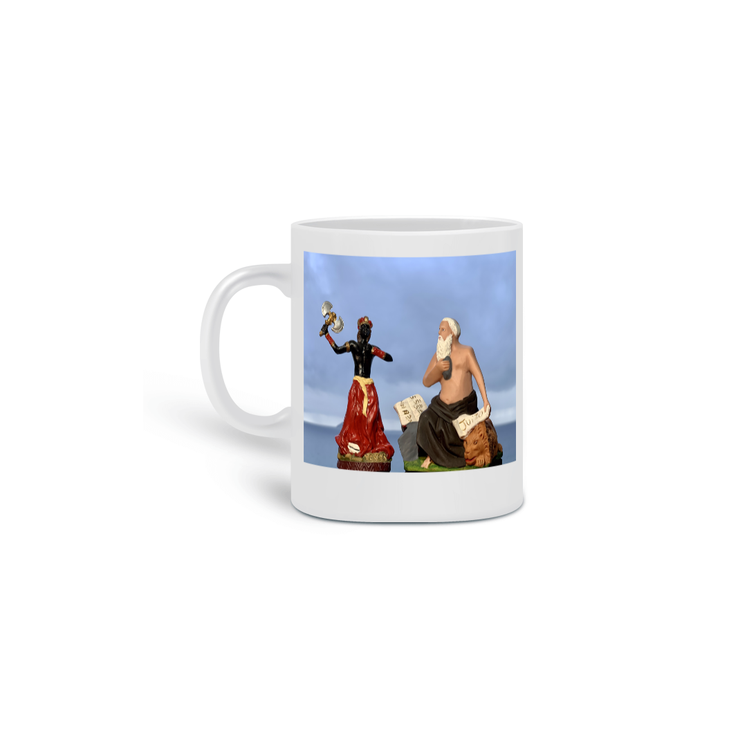 Caneca sincretismo Xangô e São Jerônimo