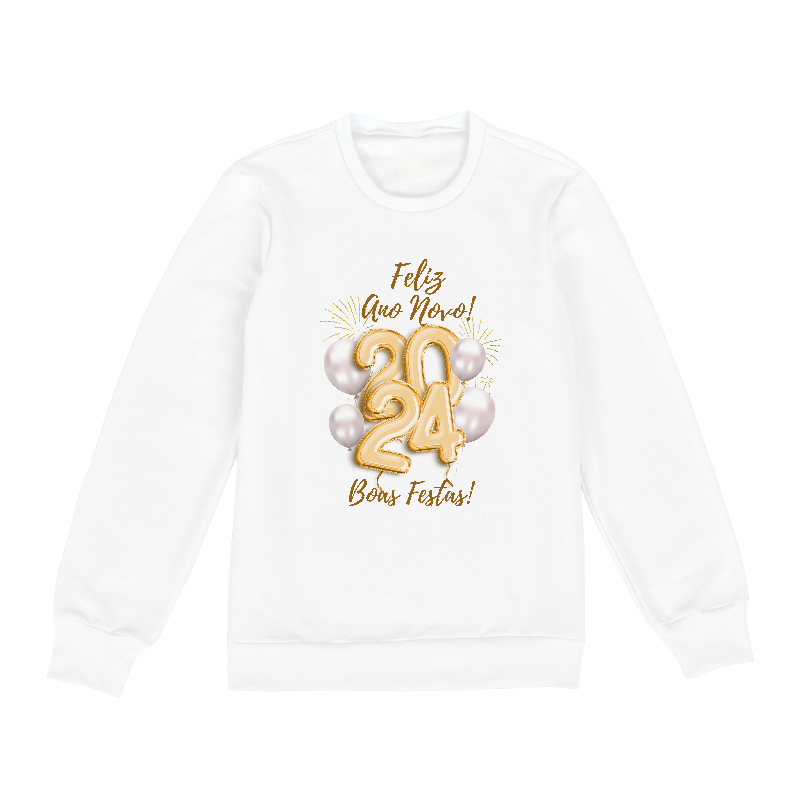 Moletom Unissex Ano Novo 2024 Balão Festivo