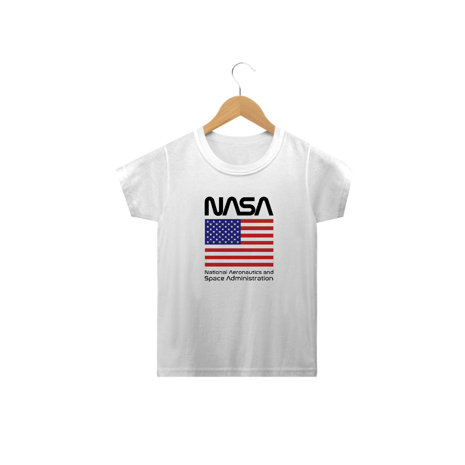 Camiseta Infantil Nasa Bandeira EUA Black