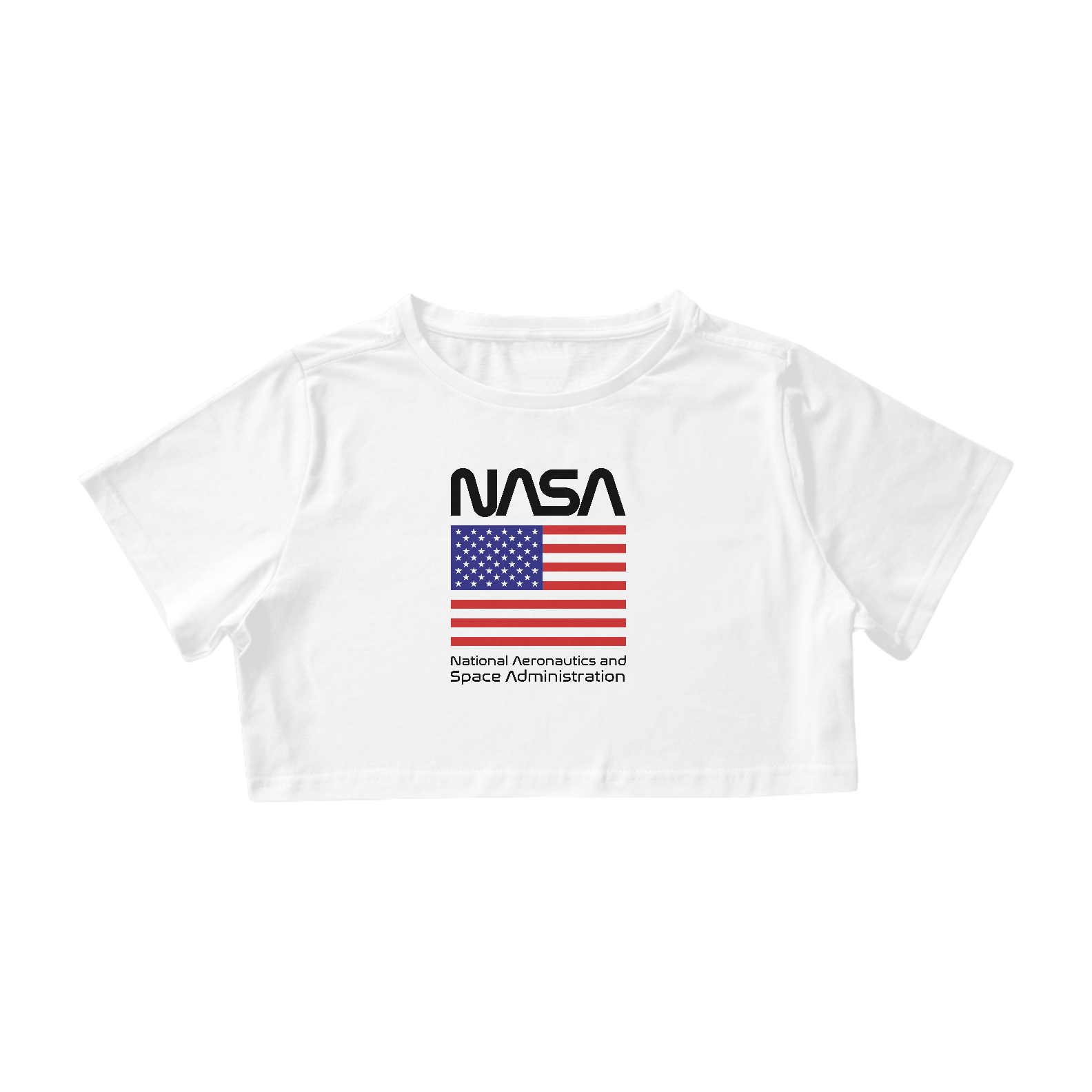 Camisa Cropped Nasa Bandeira EUA Black