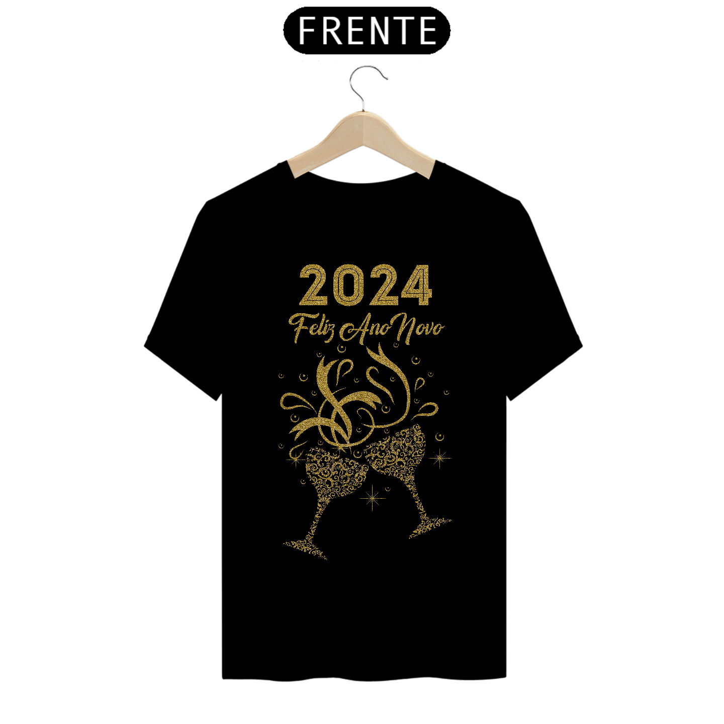 Camiseta Ano Novo 2024 Brinde Glitter