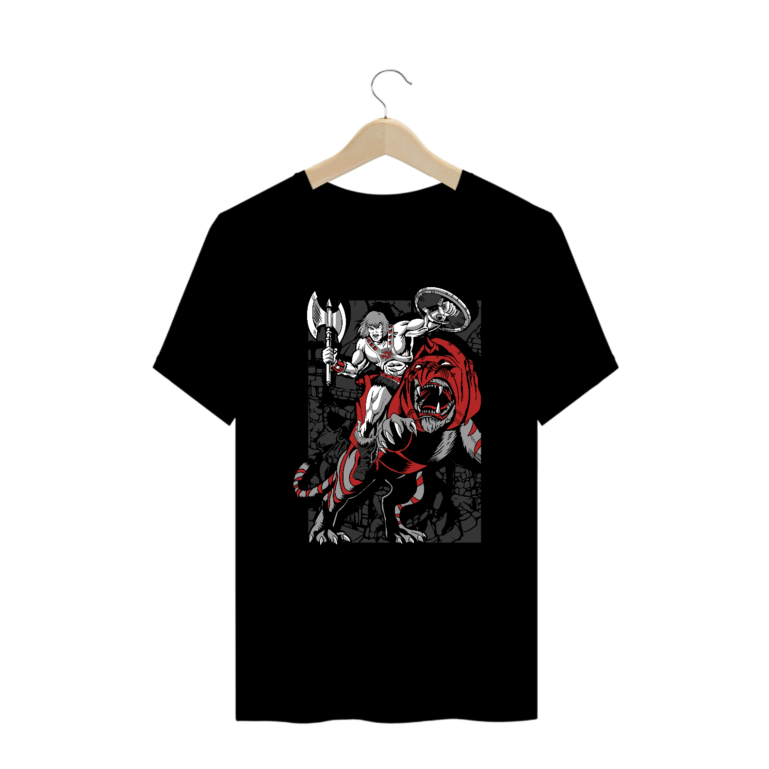 Camiseta Plus Size He-Man e Gato Guerreiro