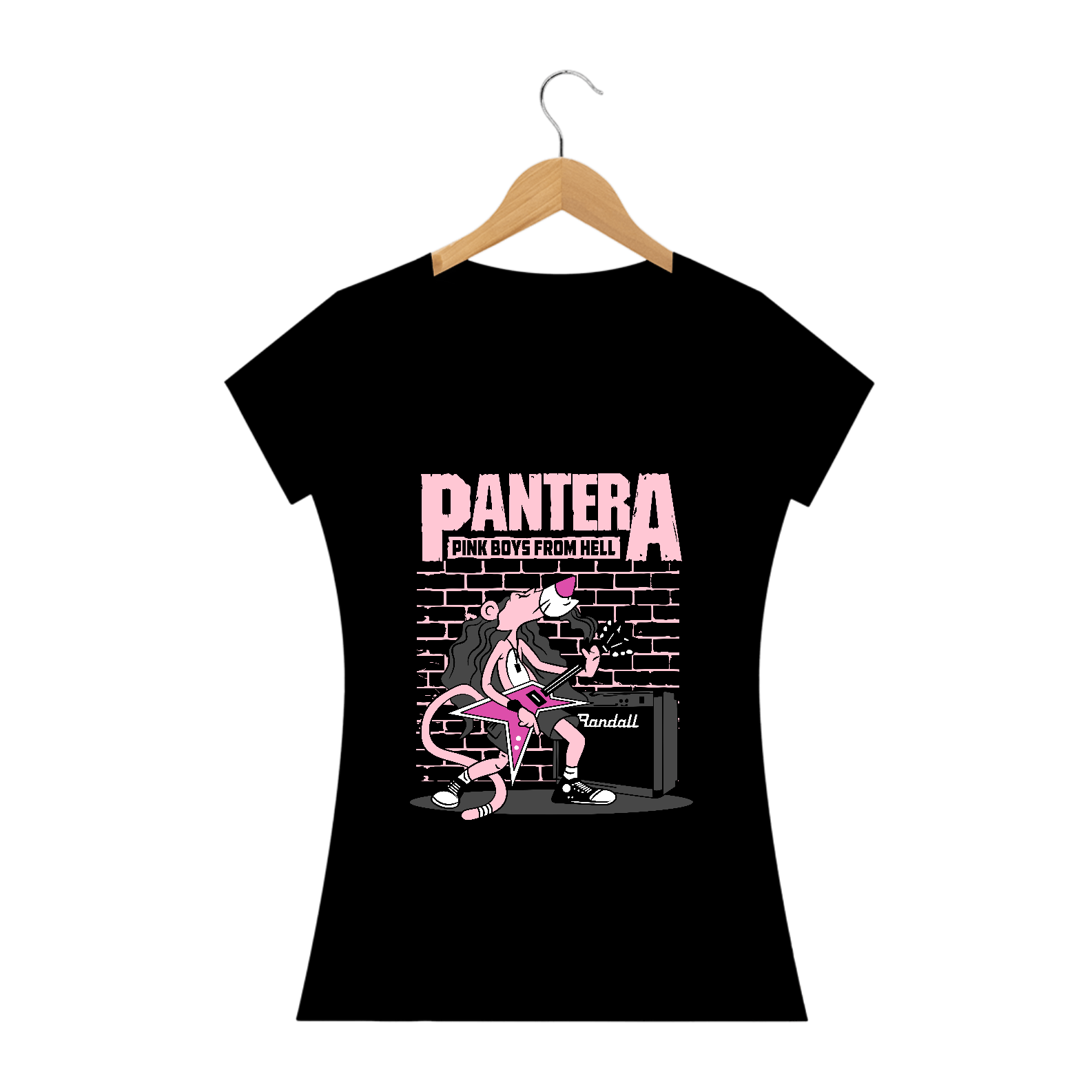 Baby Look Pantera Rosa Rockeira