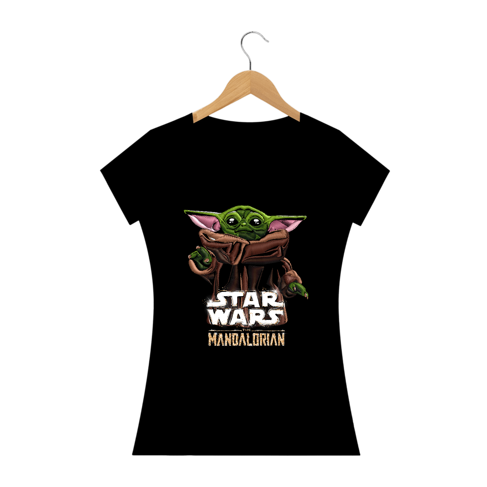 Baby Look Baby Yoda Efeito Bordado