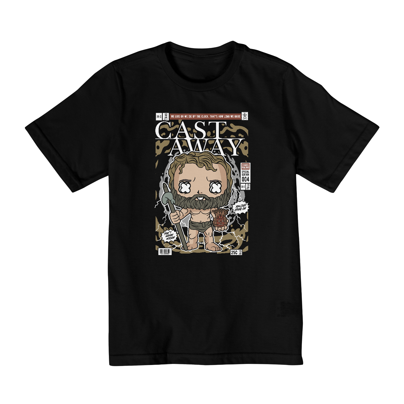 Camiseta Infantil (2 a 8) Náufrago Cast Away Chuck Noland e Wilson
