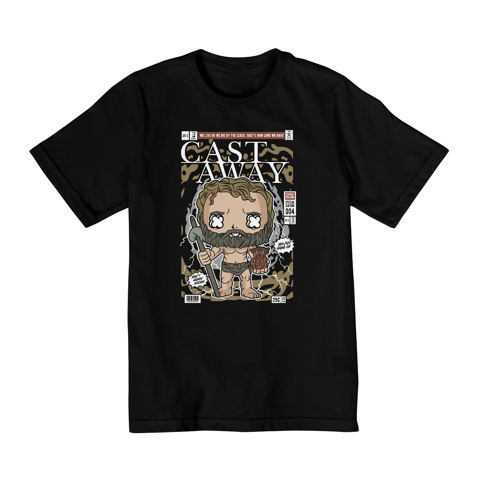 Camiseta Infantil (10 a 14) Náufrago Cast Away Chuck Noland e Wilson
