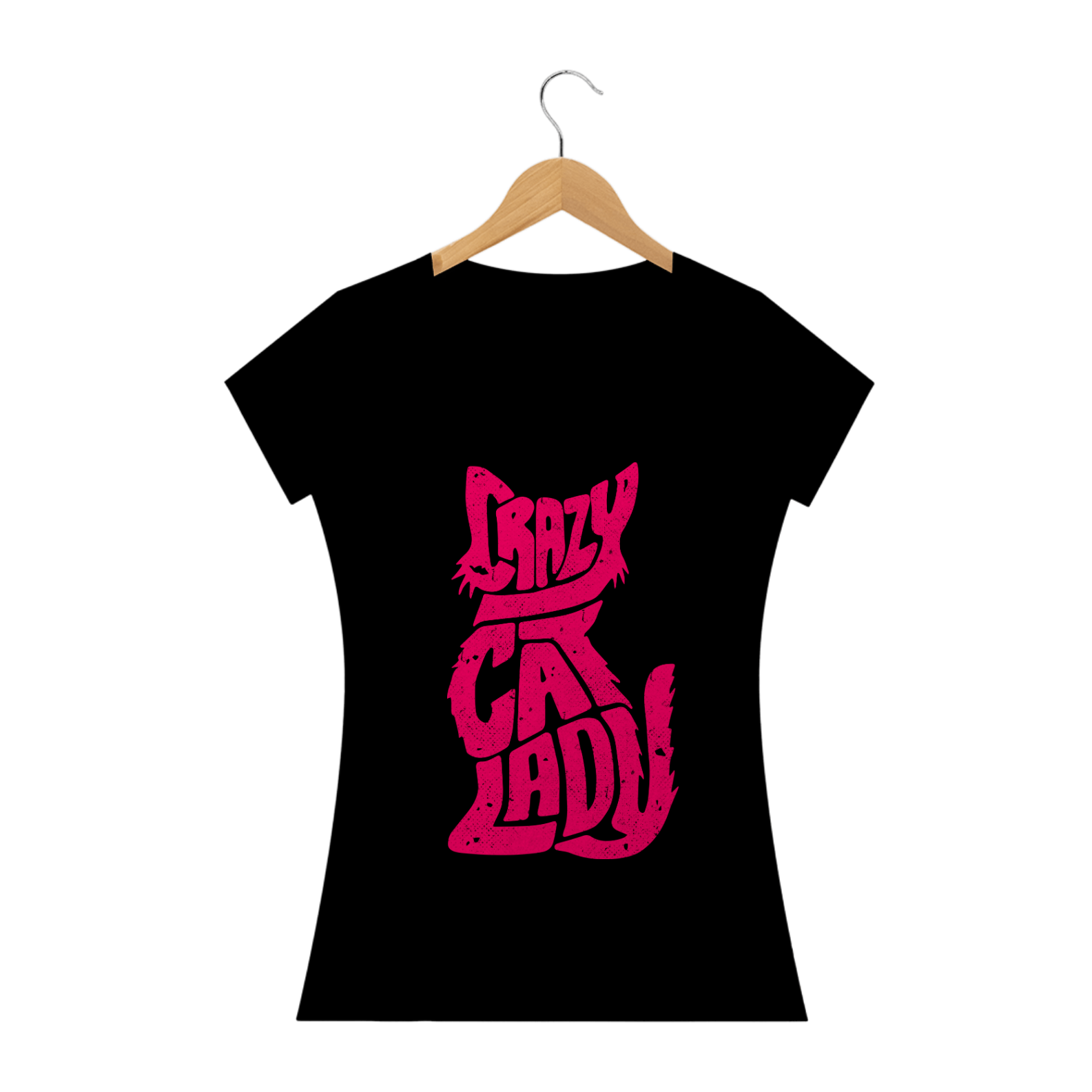 CRAZY CAT LADY - MALHA AVELUDADA - BABY LOOK