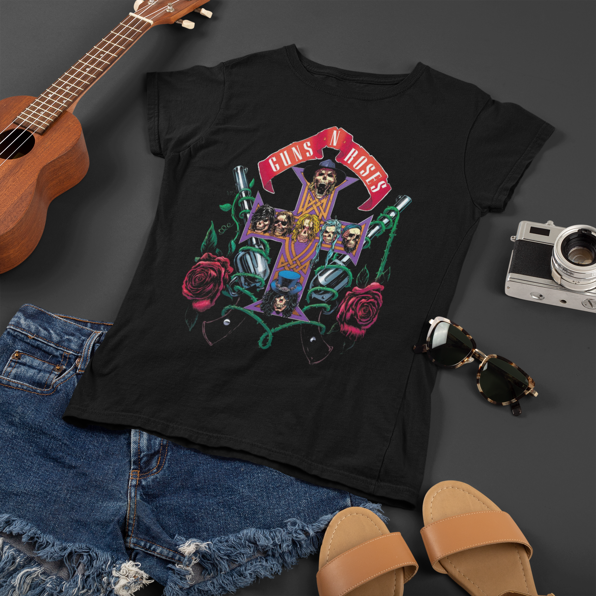 Baby Long Preta Guns And Roses