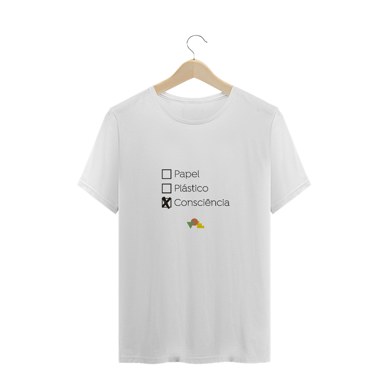 Camiseta Papel Plástico Consciência Colorida