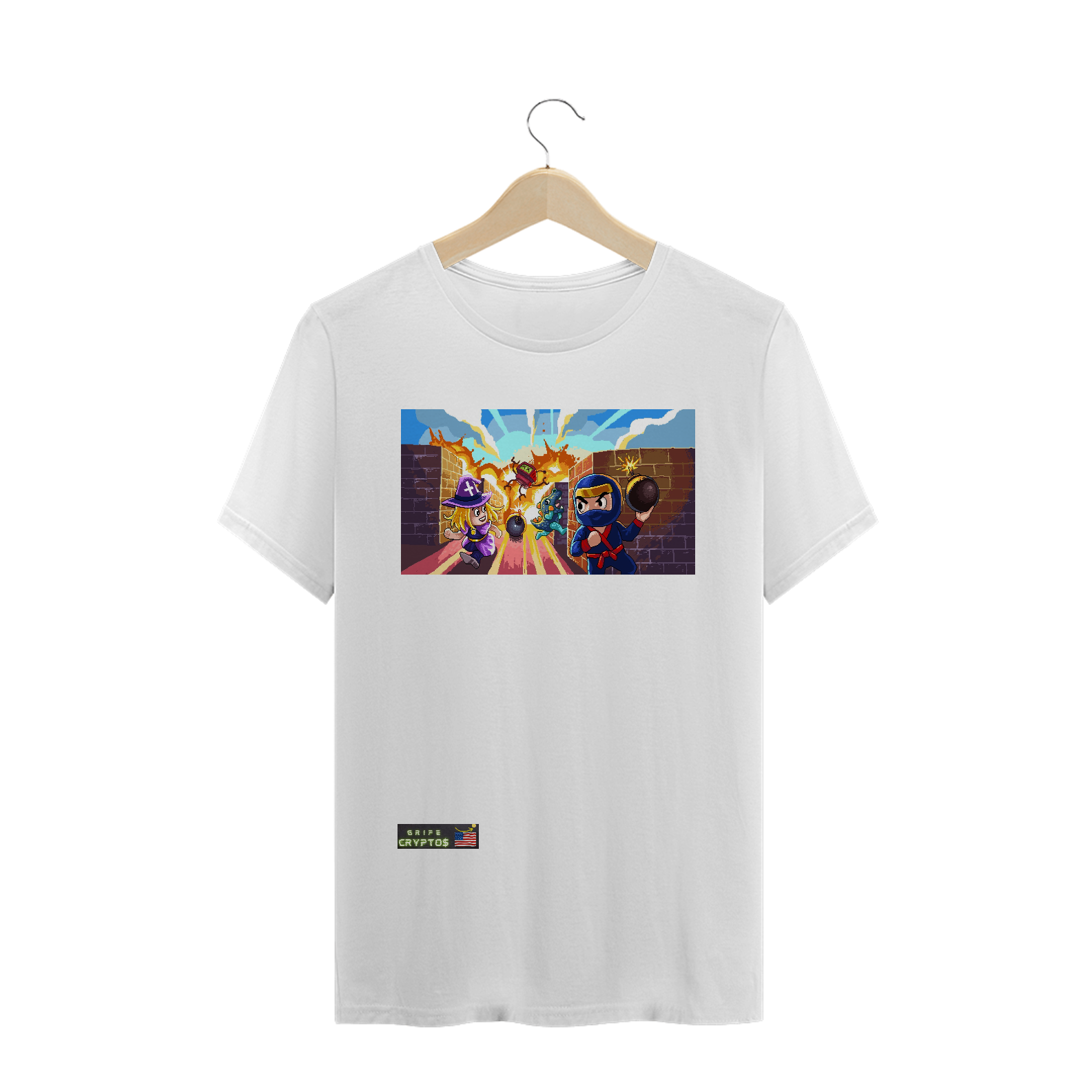 Nome do produto  Camiseta BombCrypto GRIFE CRYPTOS Branca