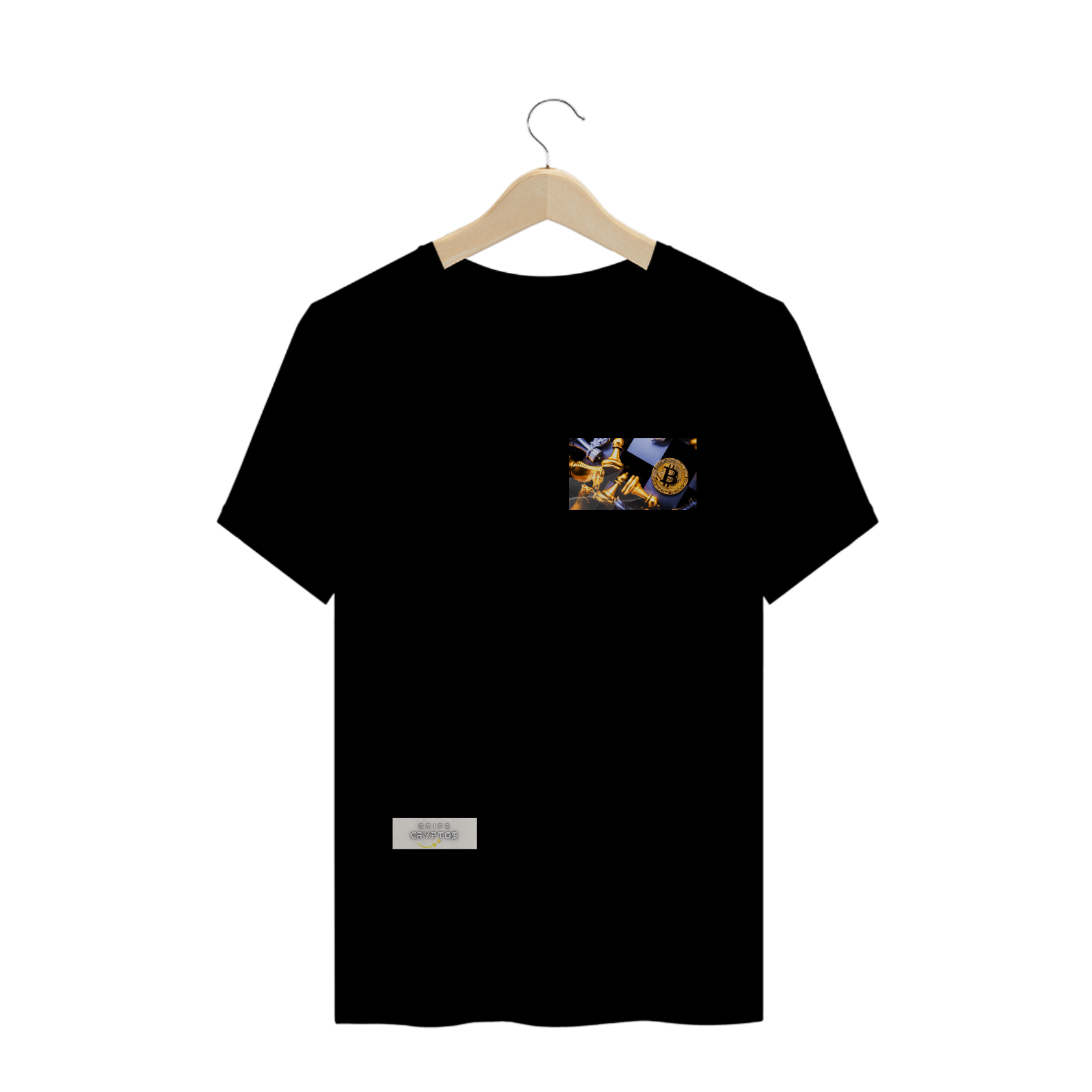 Nome do produto  Camiseta Bitcoin/Tabuleiro Preta GRIFE CRYPTOS