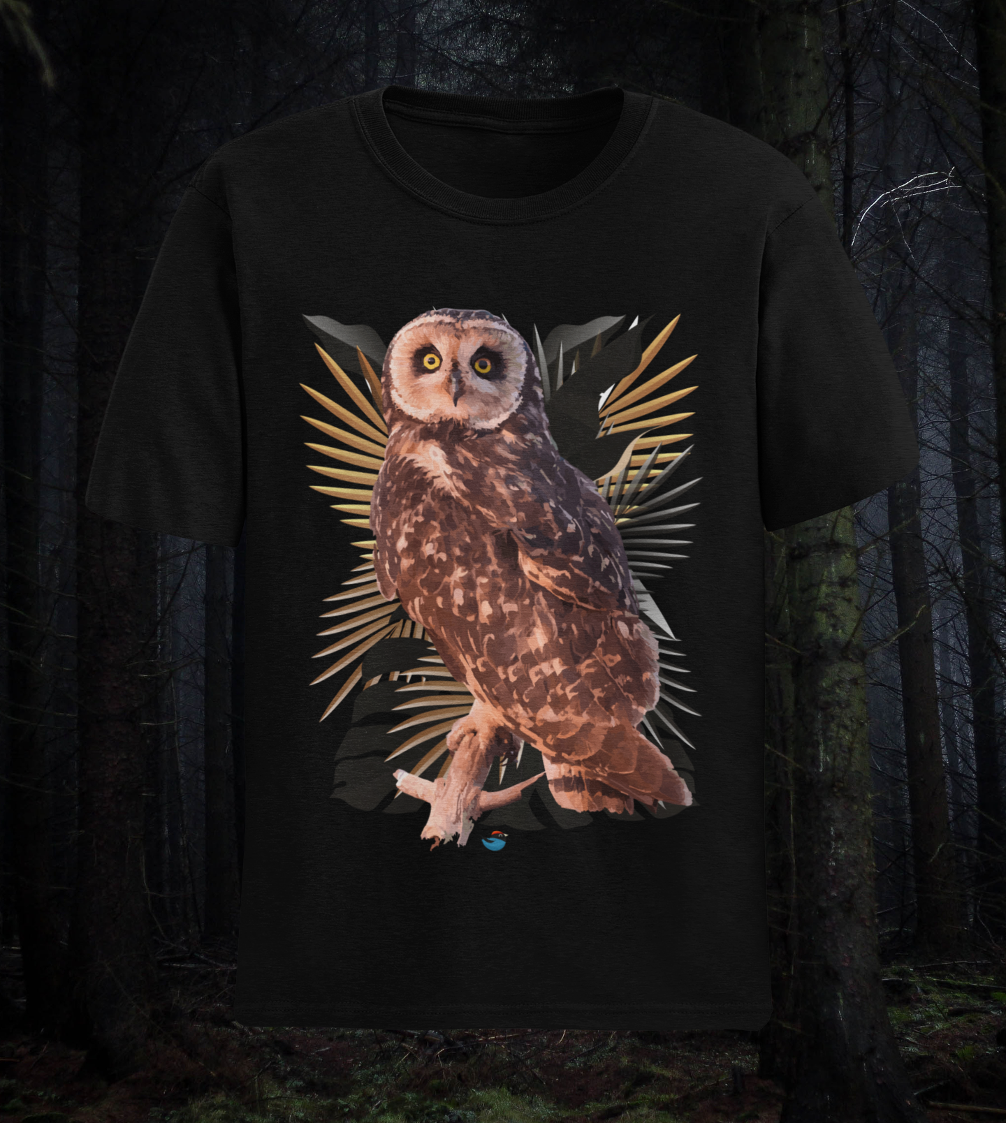 Nome do produto  Camiseta Masculina - mocho-dos-banhados (Asio flammeus)