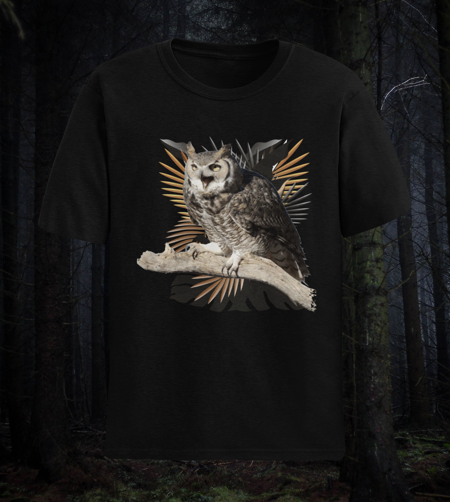 Camiseta Masculina - jacurutu (Bubo virginianus)