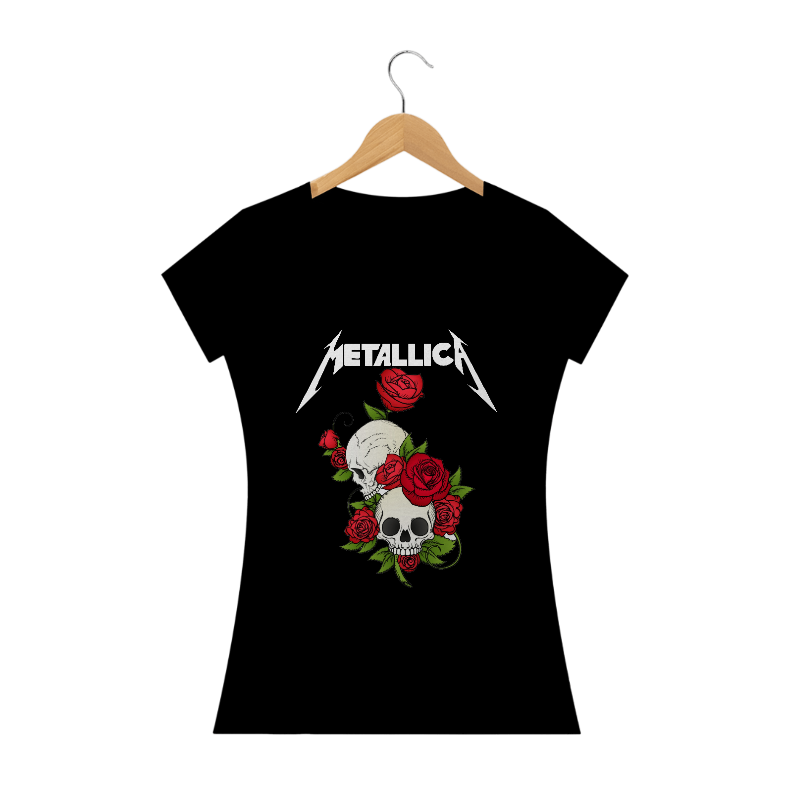 baby Look Banda Metallica Rosas - Femin.