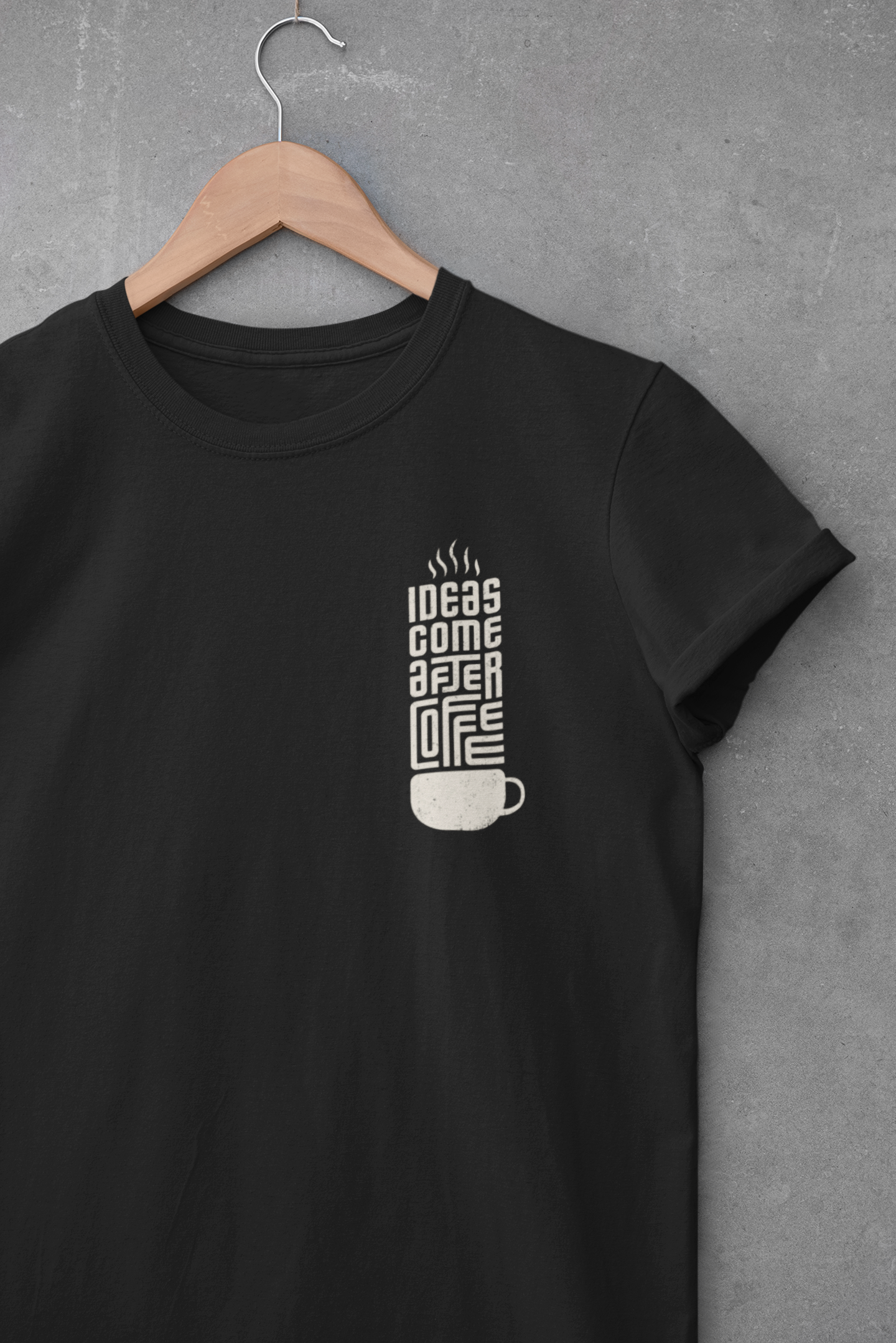 Nome do produto  Camiseta Preta - Ideas Come After Coffee