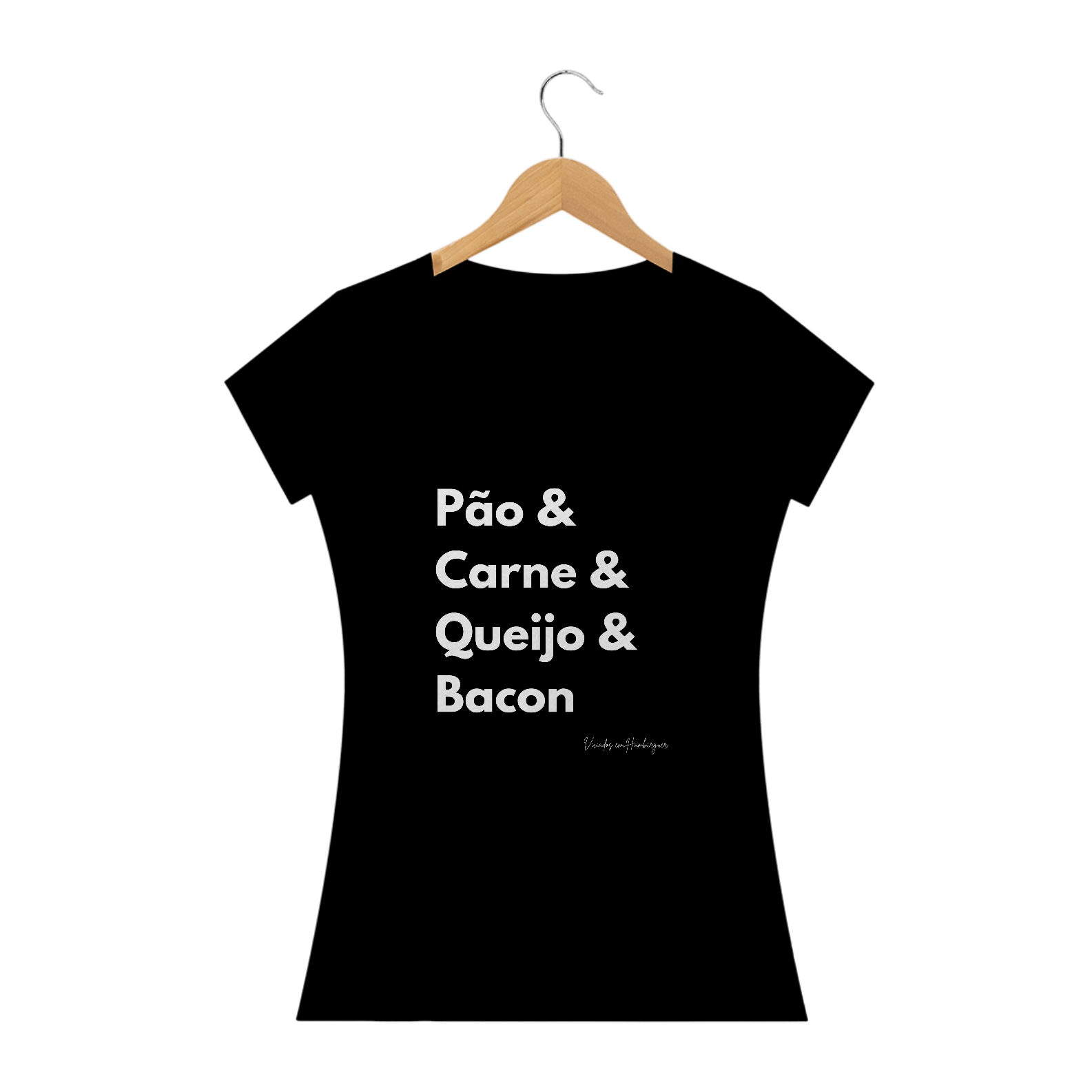 Nome do produto  Camiseta Feminina Pão & Carne & Queijo & Bacon 2