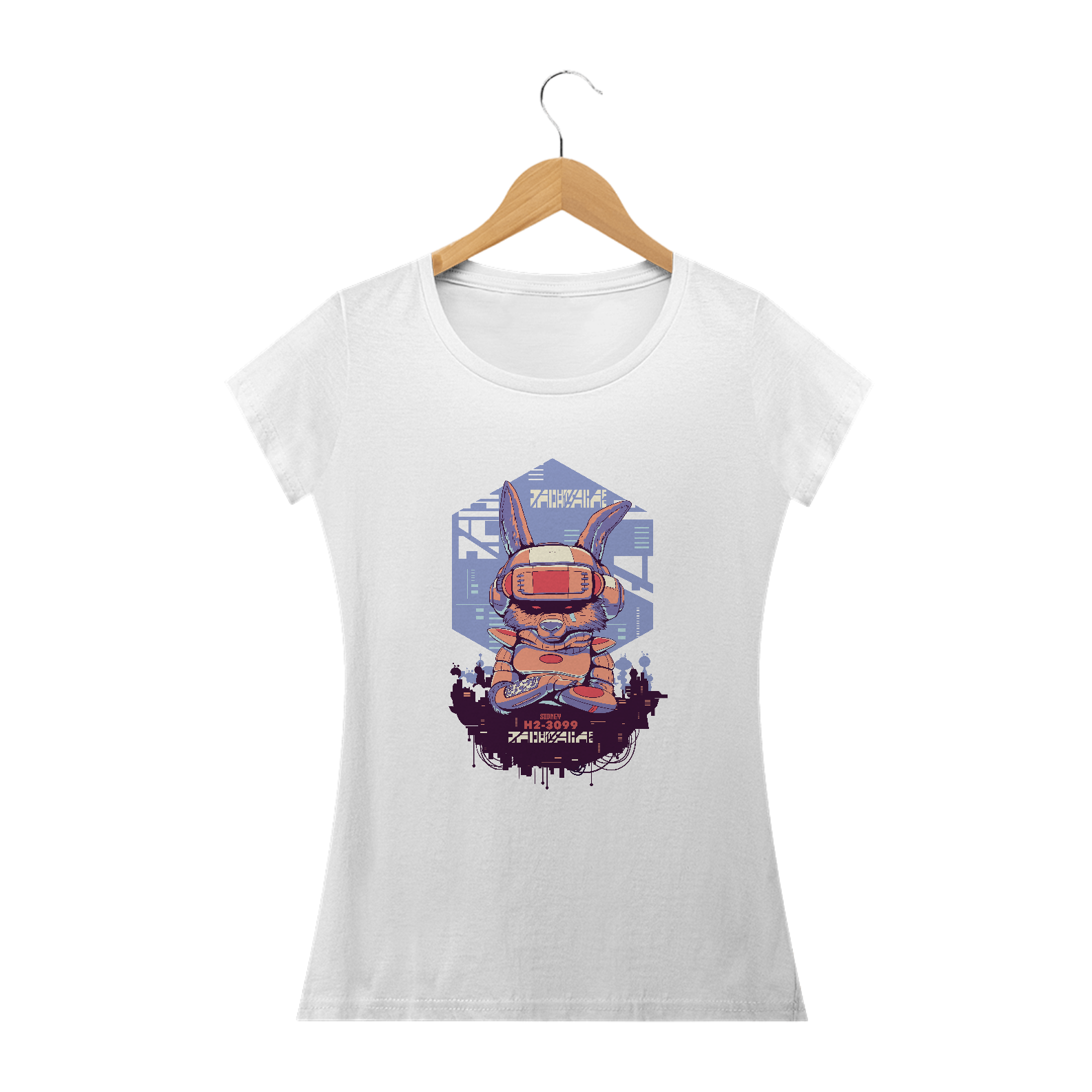 Camiseta feminina cyberpunk Sidney