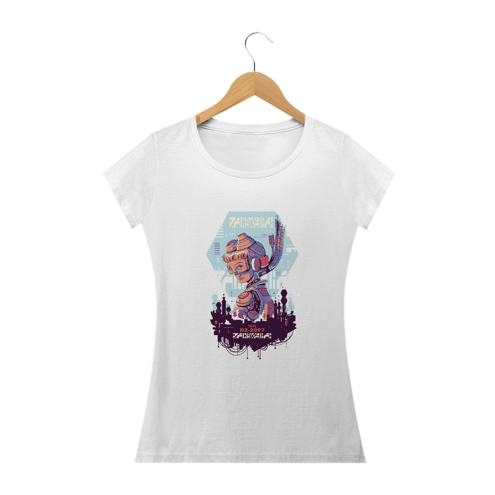 Camiseta feminina Cyberpunk Tokyo